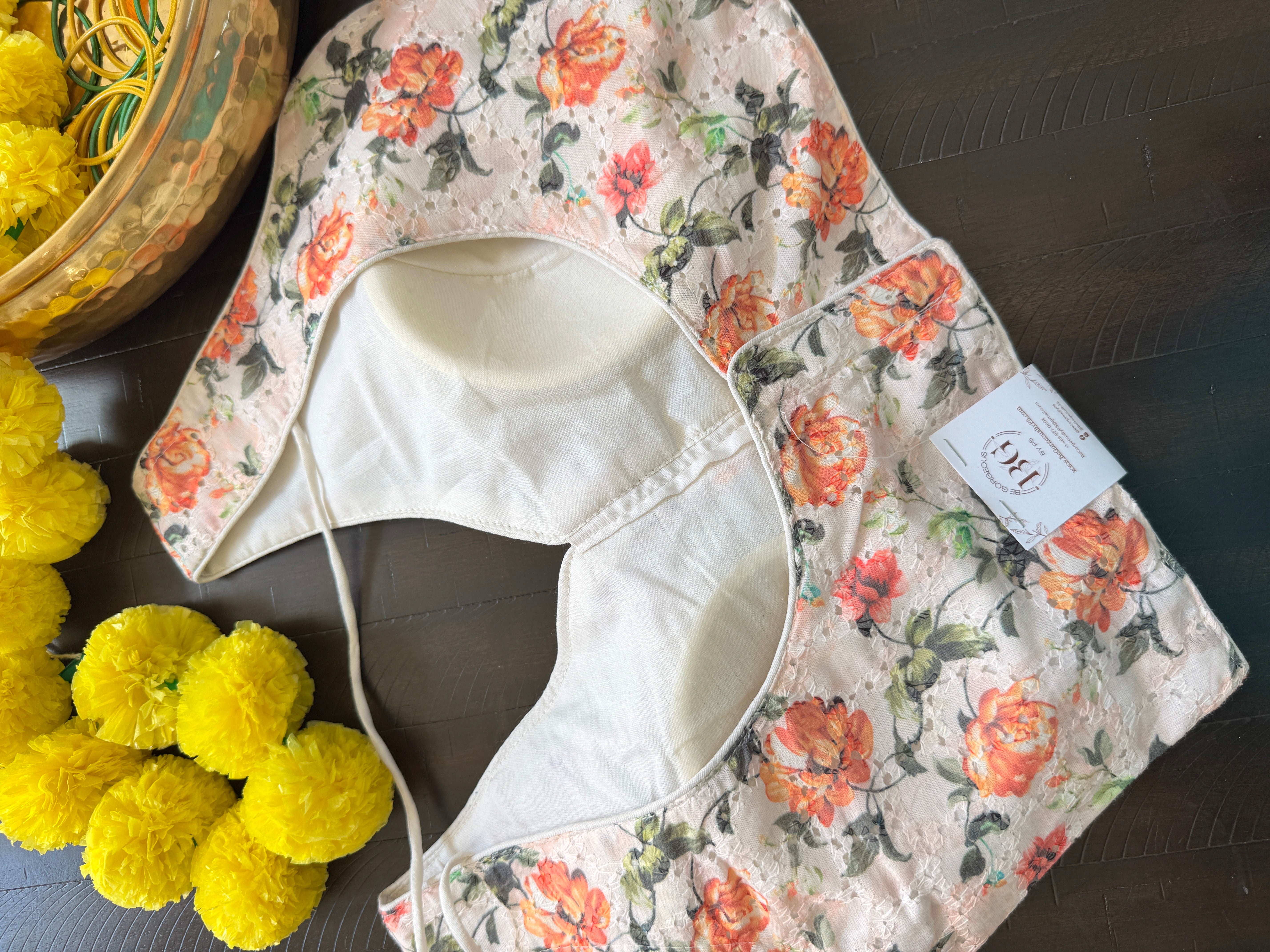 Readymade Padded Hakoba Cotton back hooks sleeveless blouse