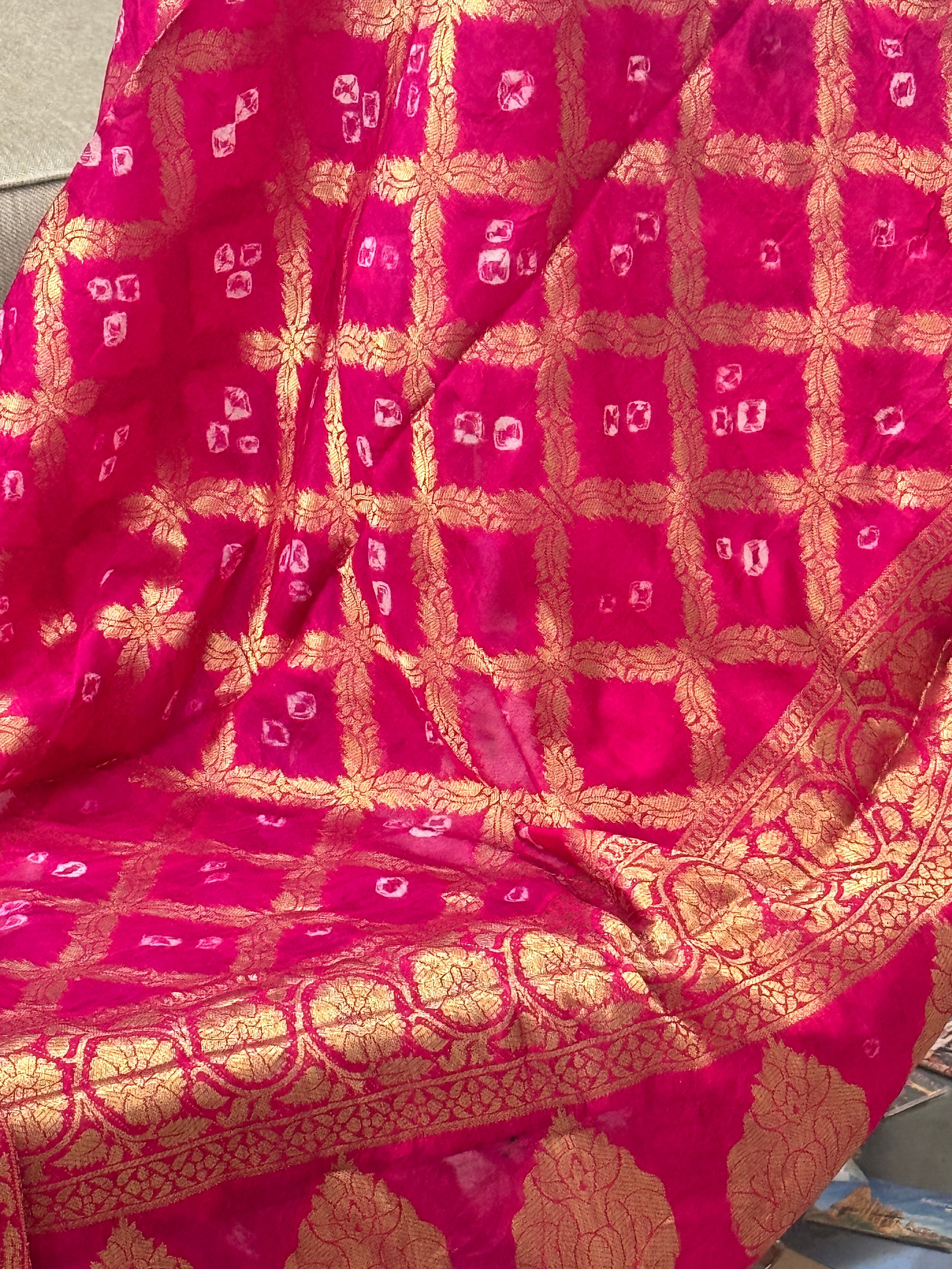 Silk Gharchola dupatta - hot pink