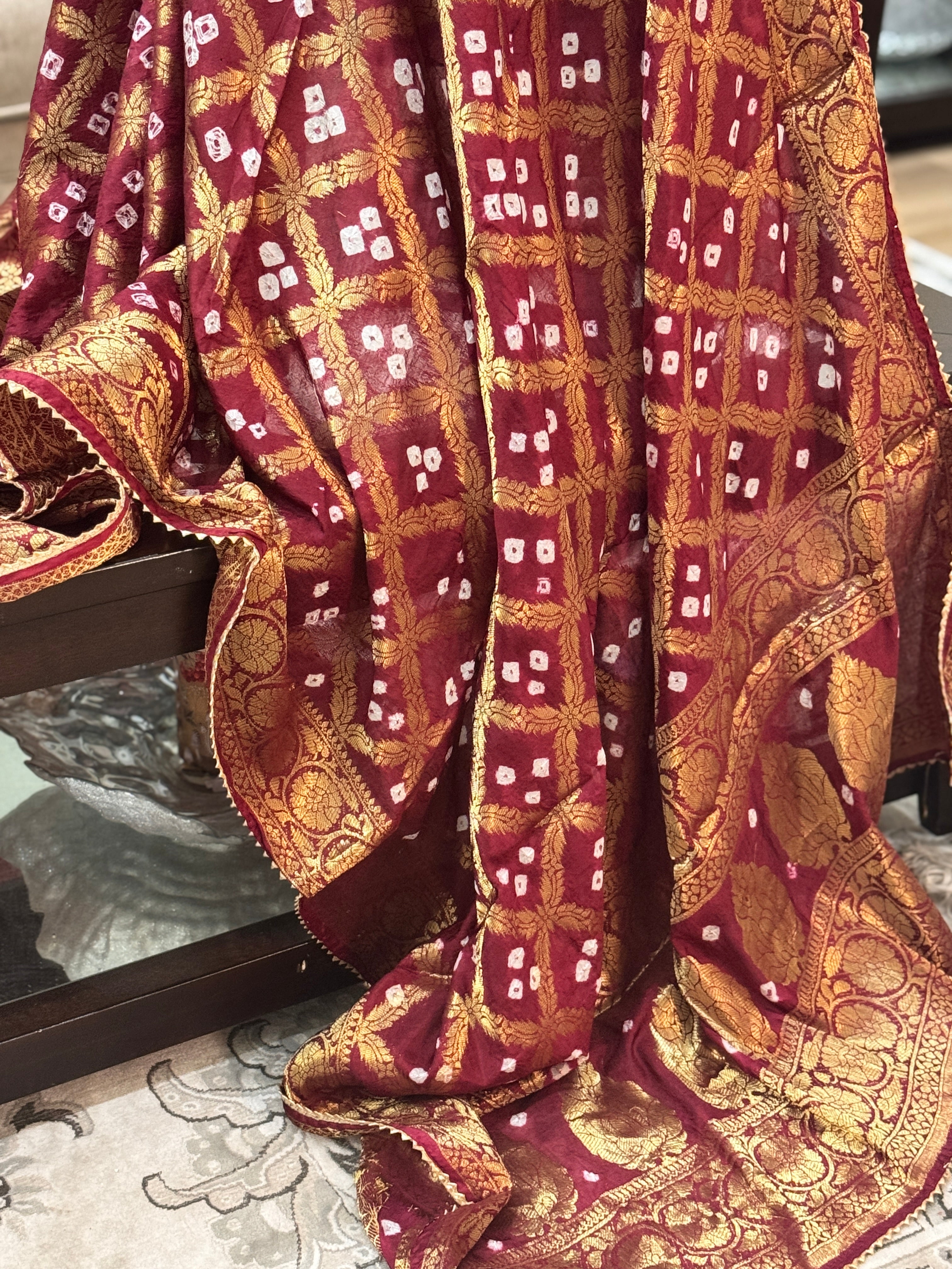 Silk Gharchola dupatta - maroon