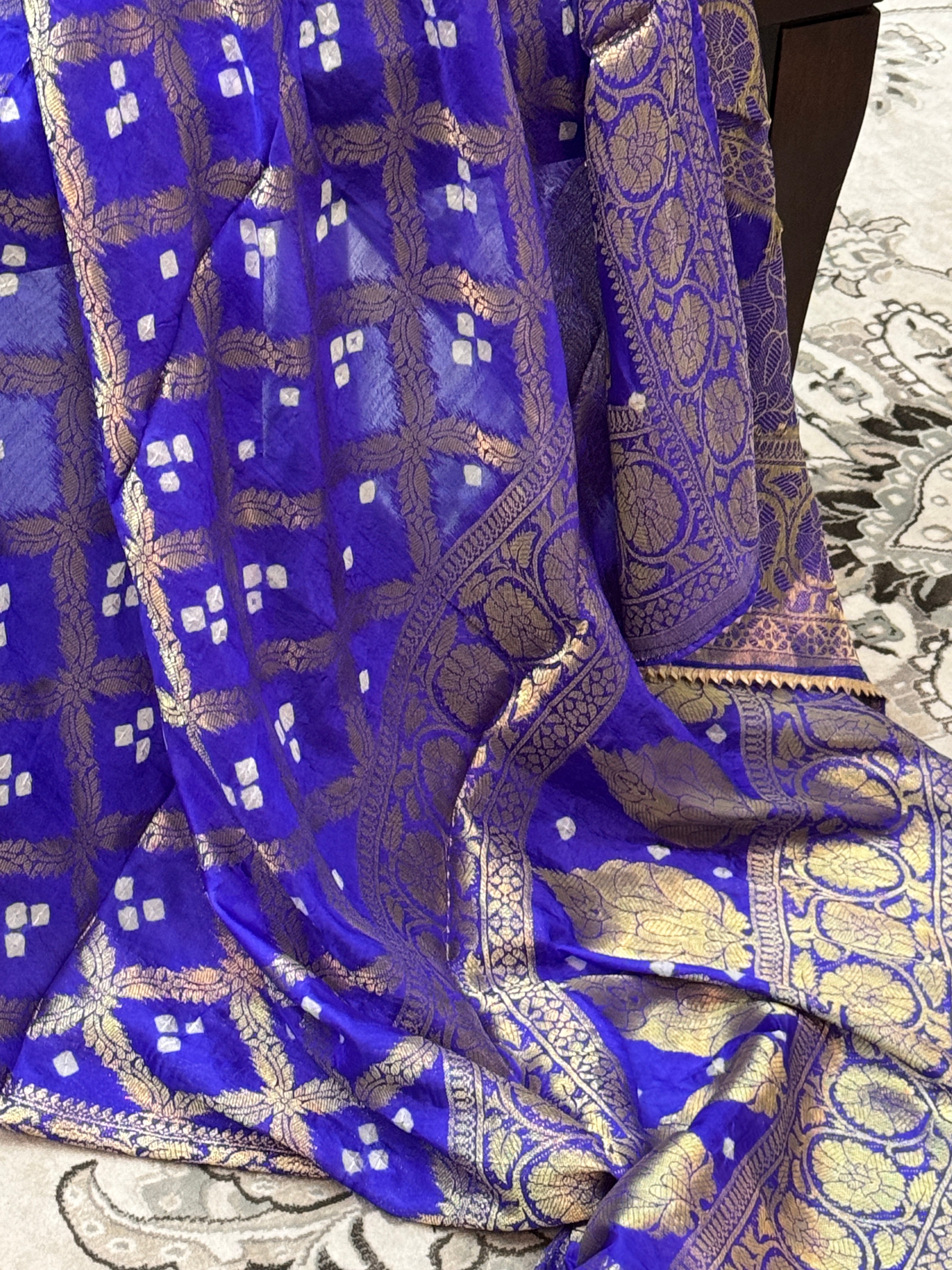 Silk Gharchola dupatta - royal blue