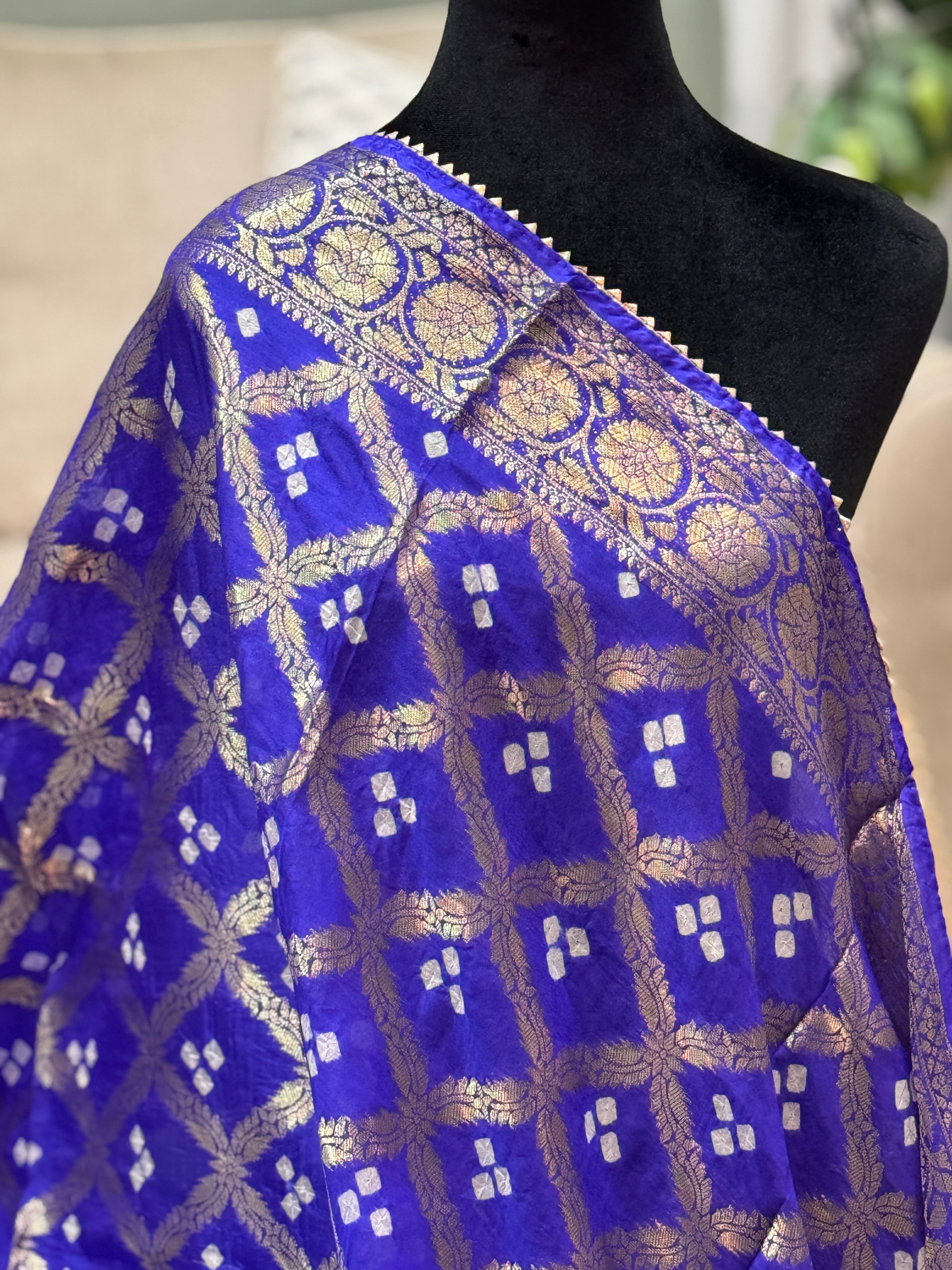 Silk Gharchola dupatta - royal blue