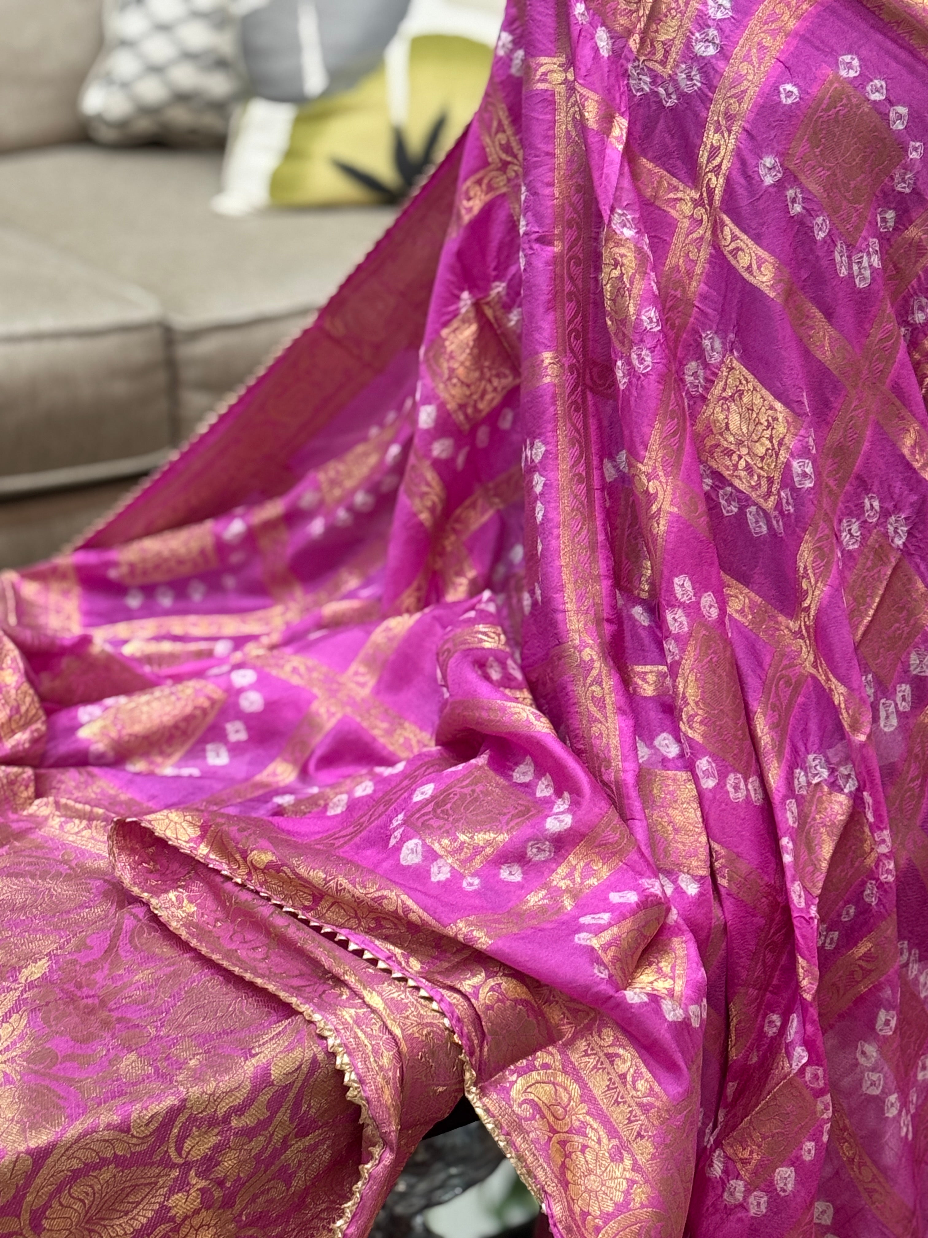 Silk Gharchola dupatta - light pink