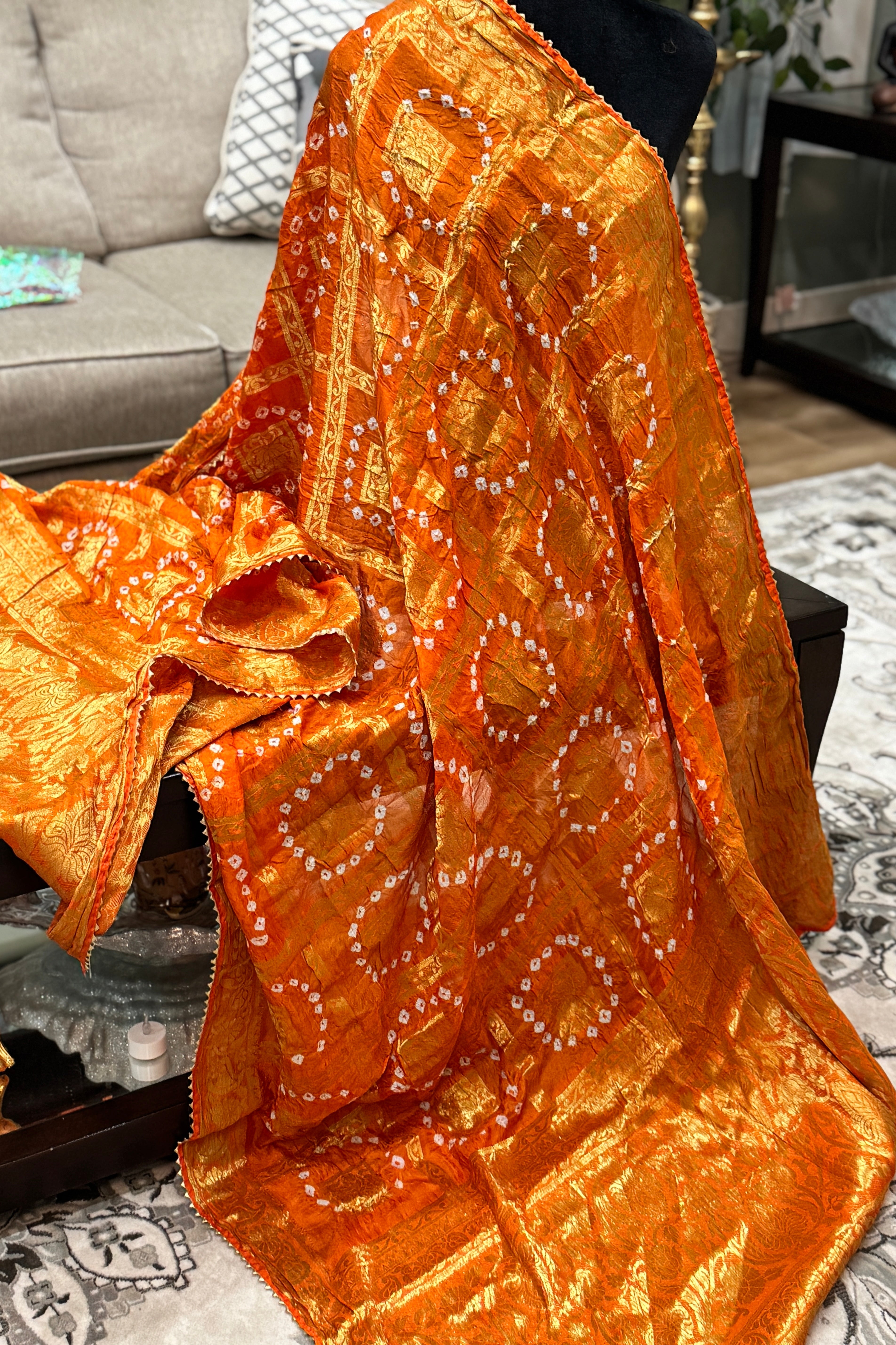 Silk Gharchola dupatta - orange