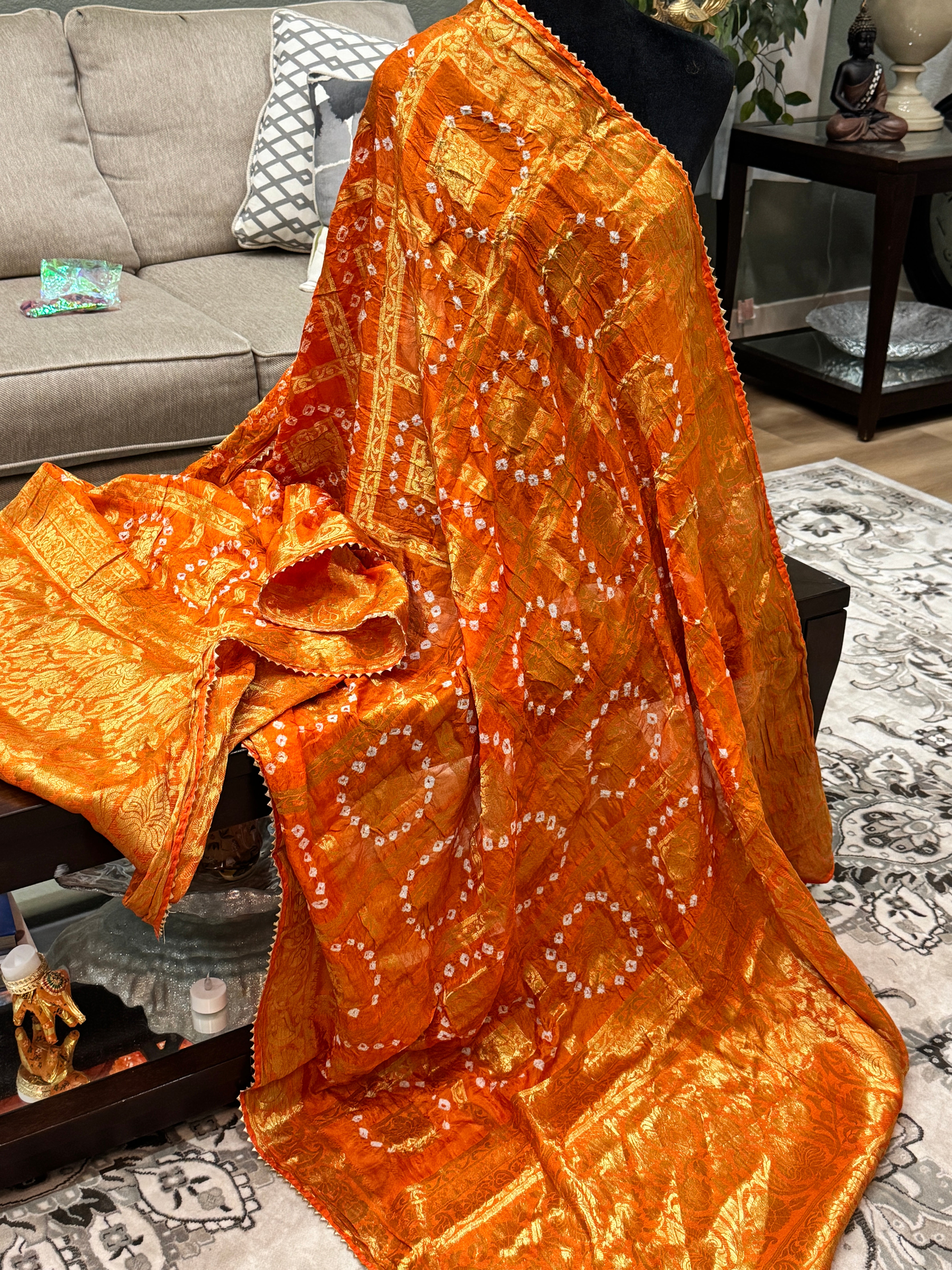 Silk Gharchola dupatta - orange