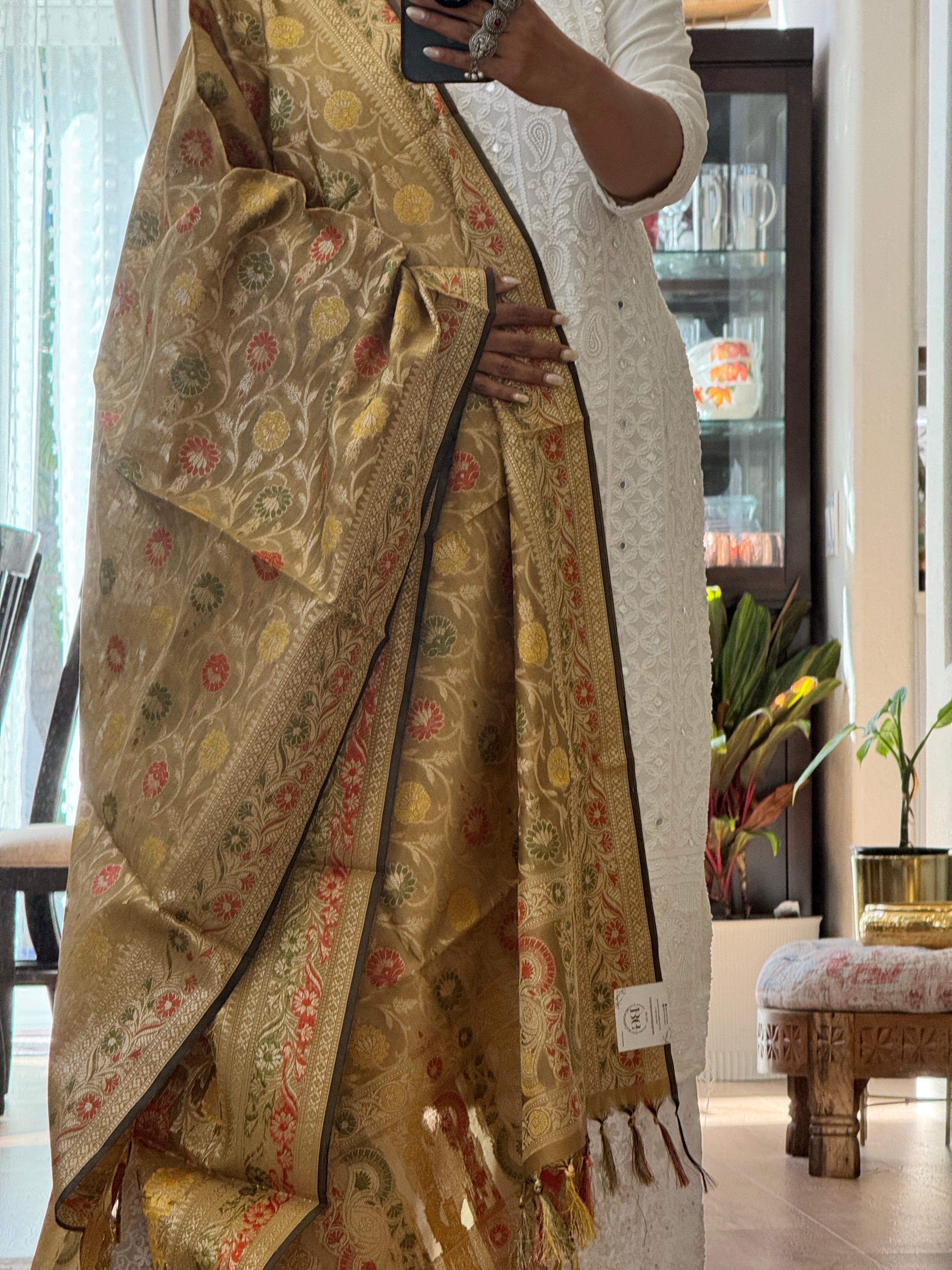 Banarasi Jama Work dupatta - beige