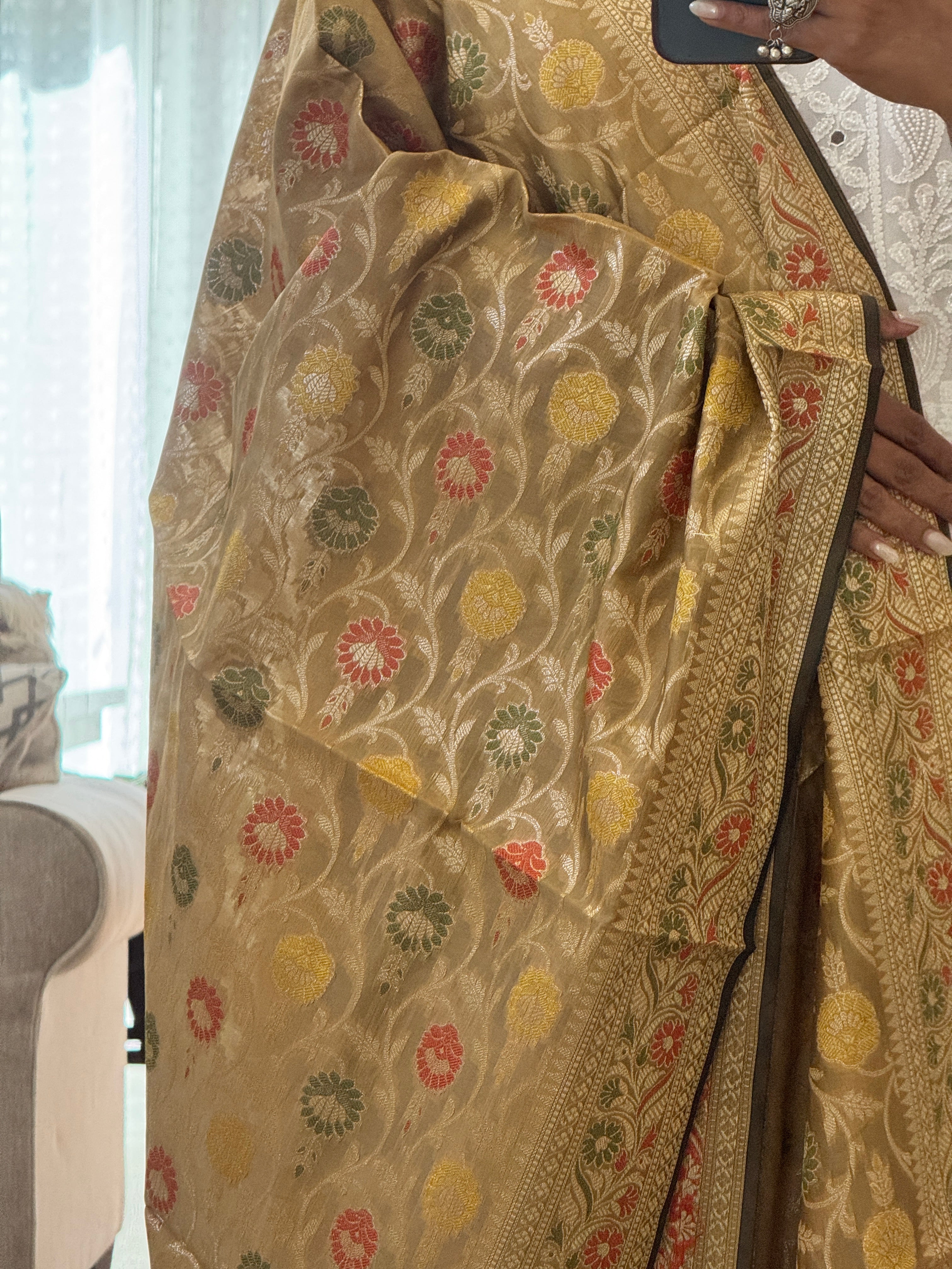 Banarasi Jama Work dupatta - beige