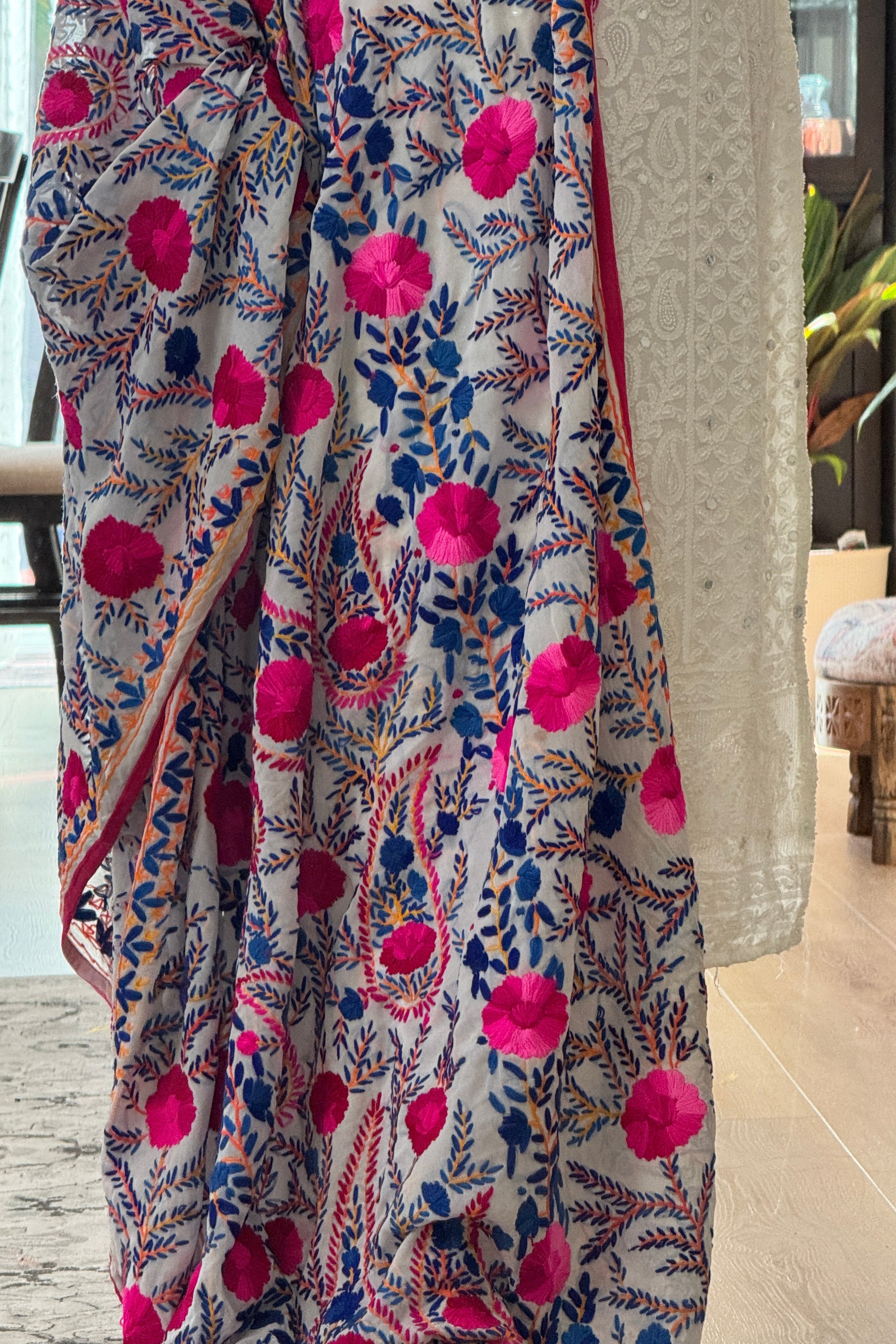 Georgette Fulkari Heavy dupatta - blue