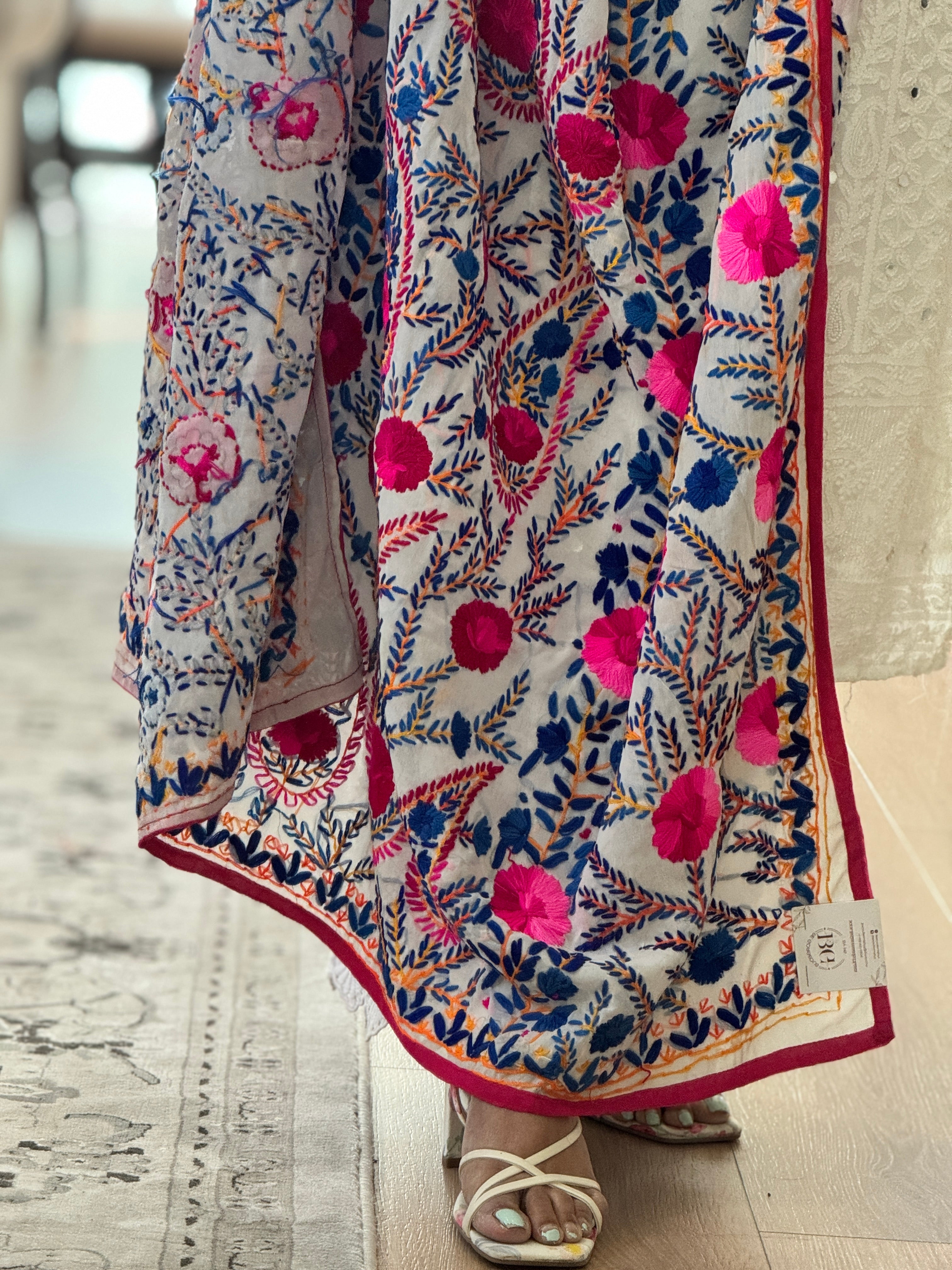 Georgette Fulkari Heavy dupatta - blue