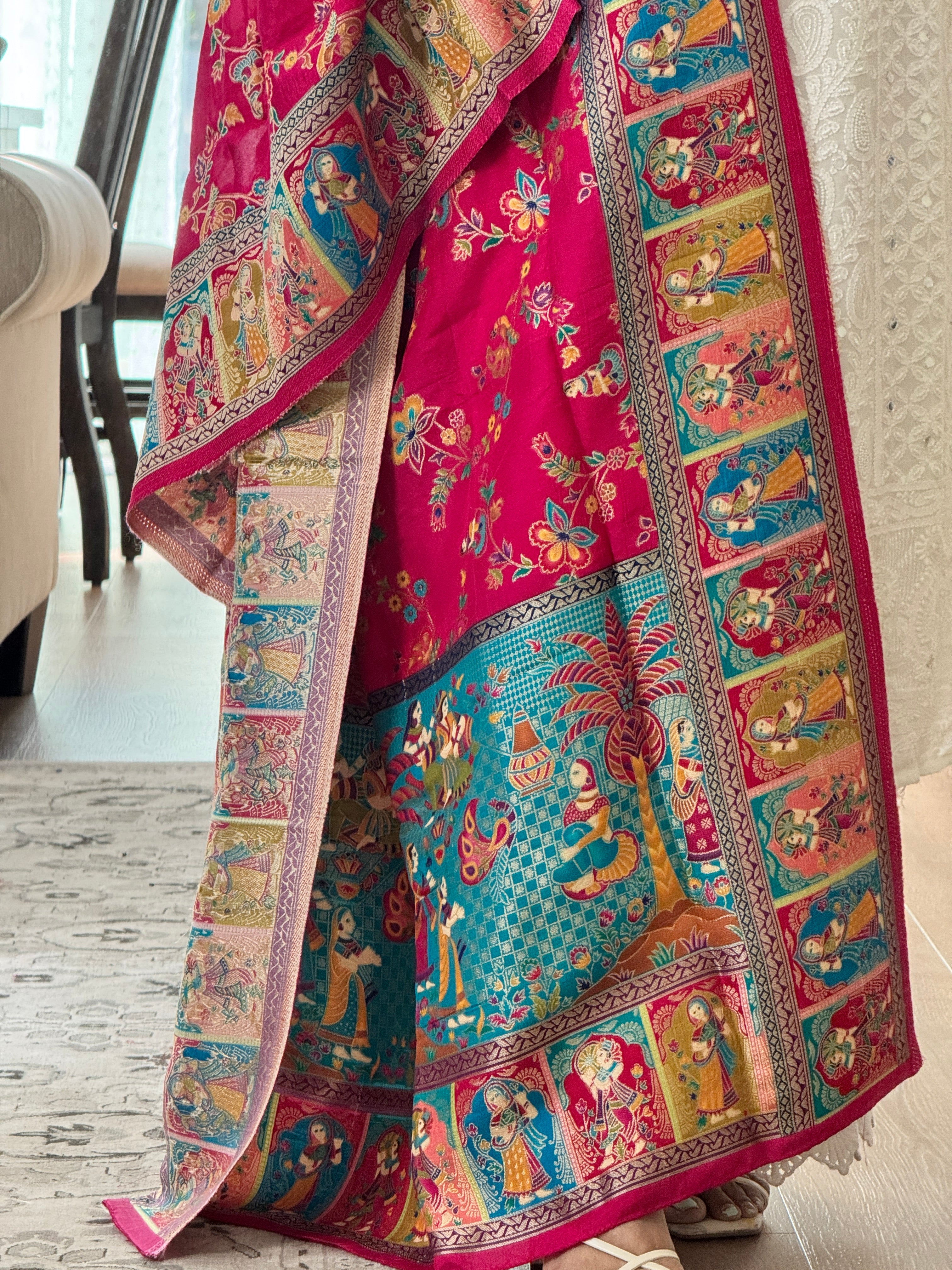 Dola Silk Raja Rani dupatta - pink
