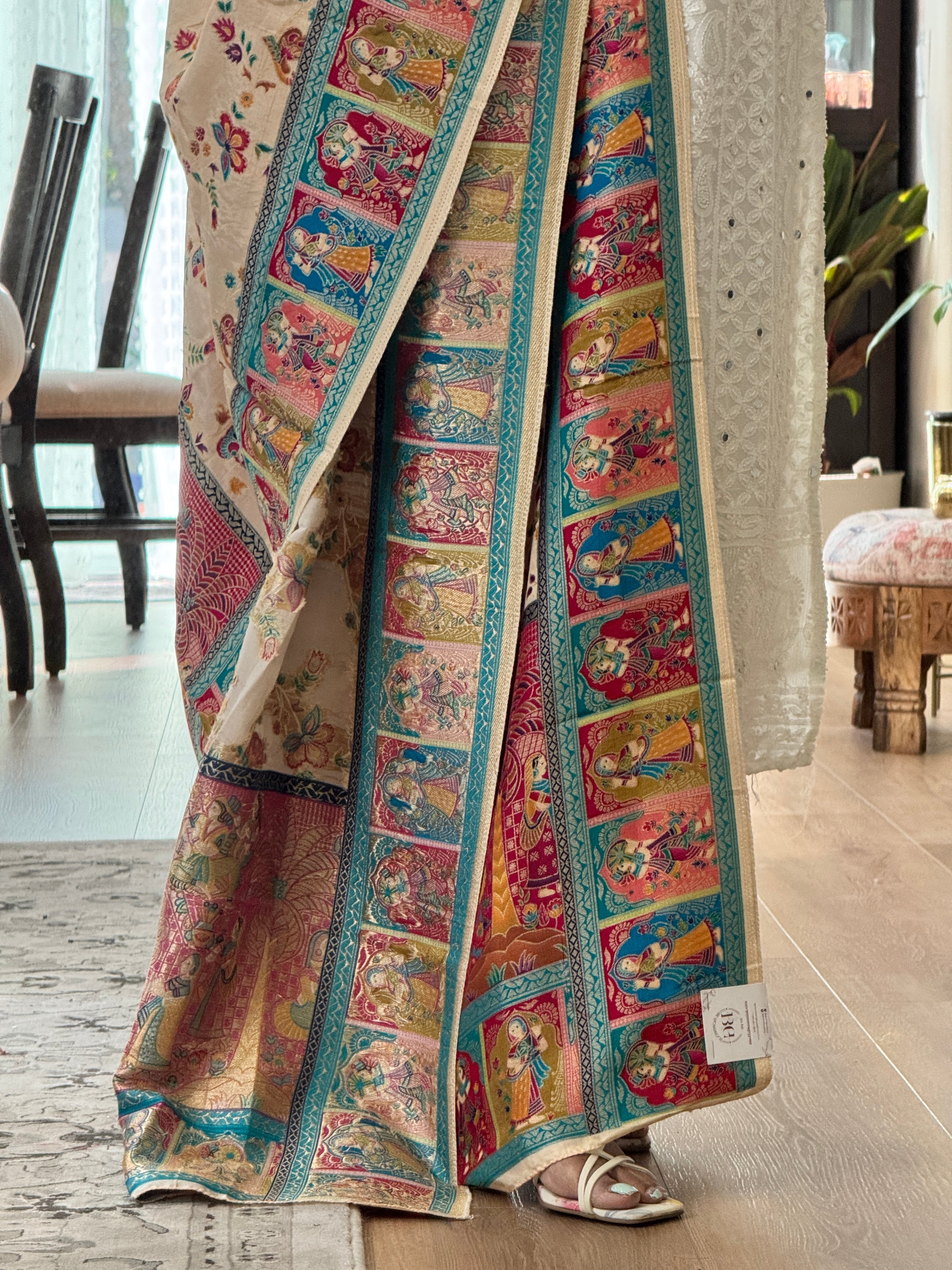 Dola Silk Raja Rani dupatta - cream