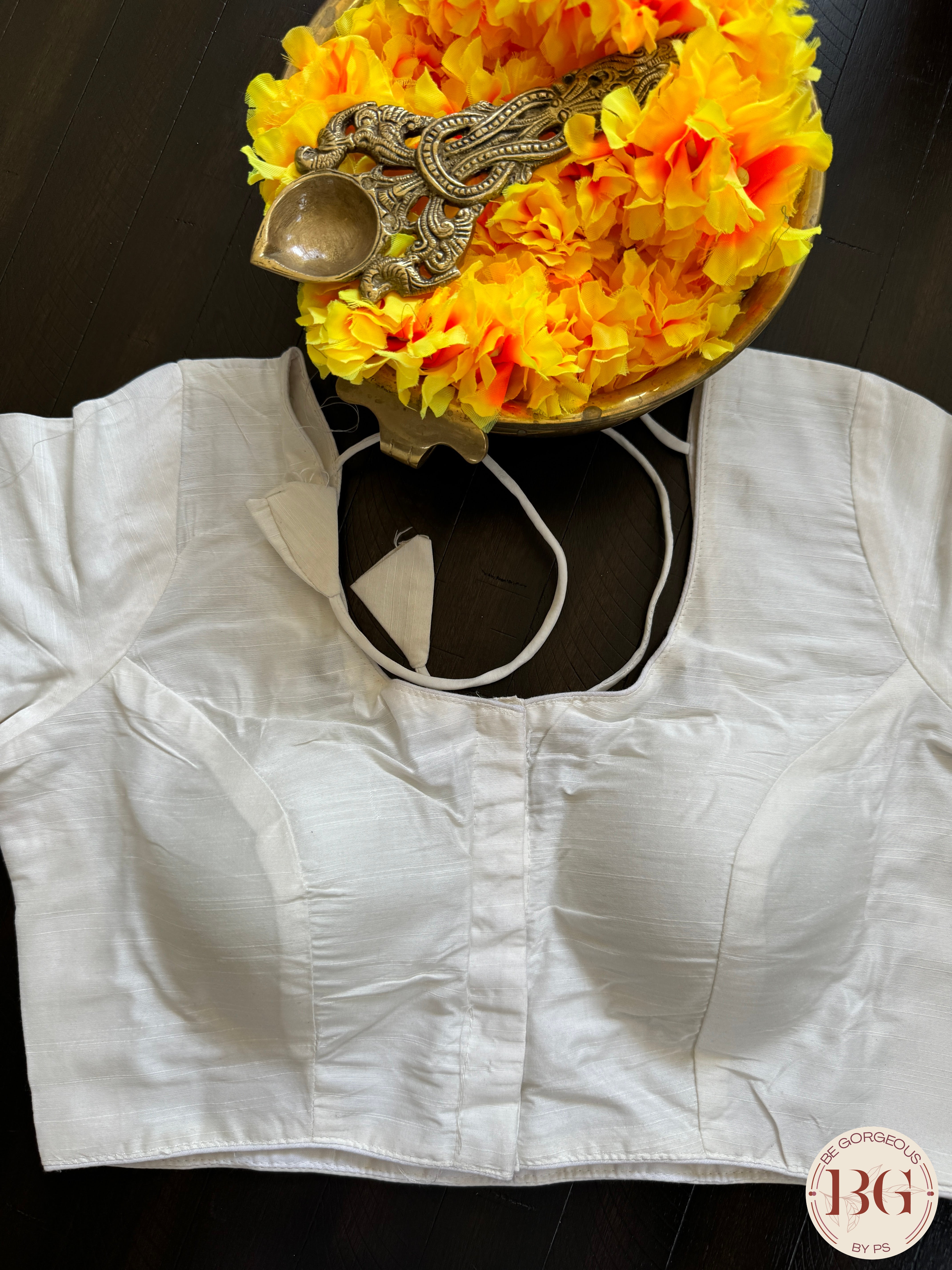 Raw Silk Sleeves blouse color - white