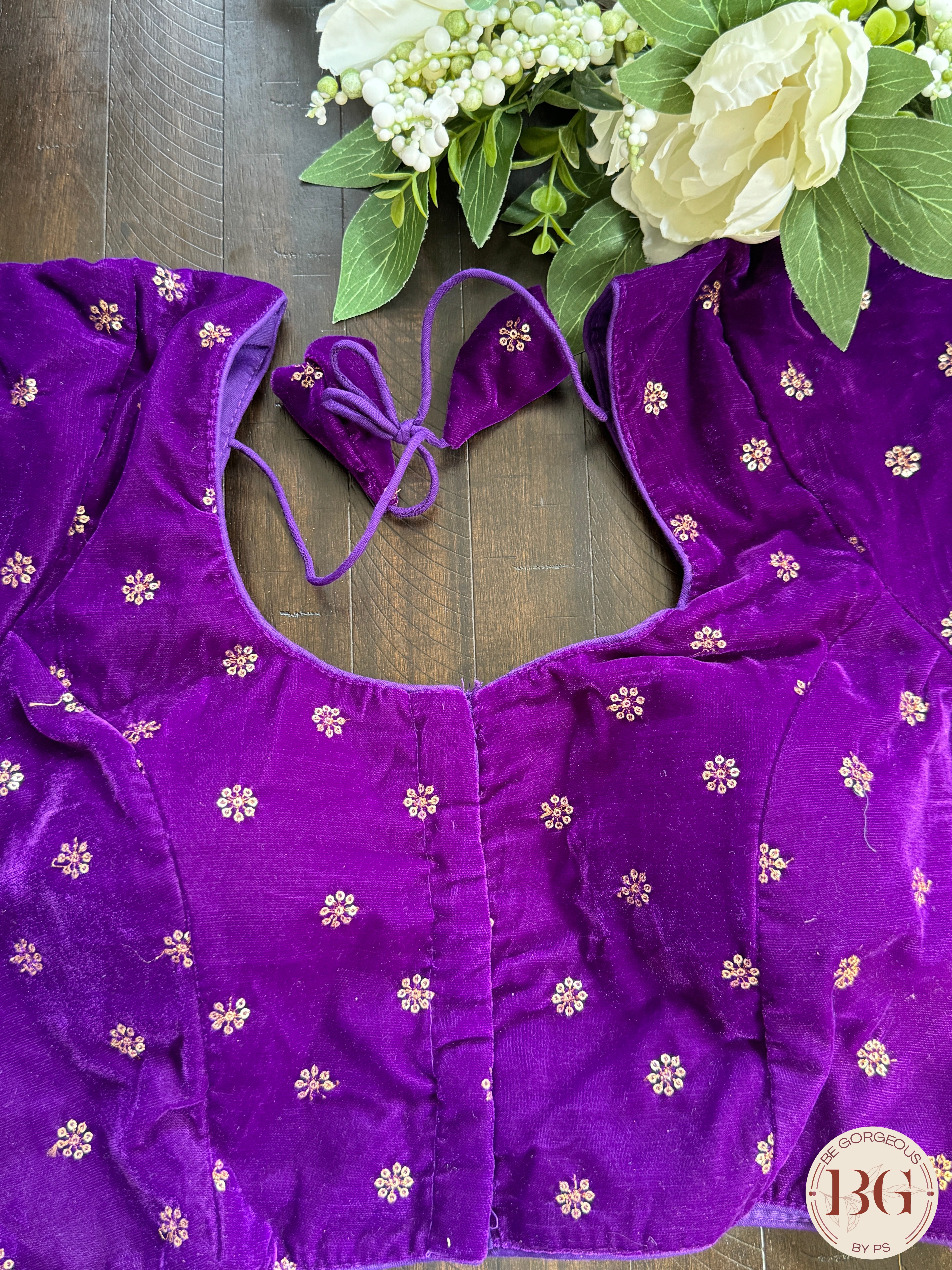 Velvet Blouse with sleeves - Purple