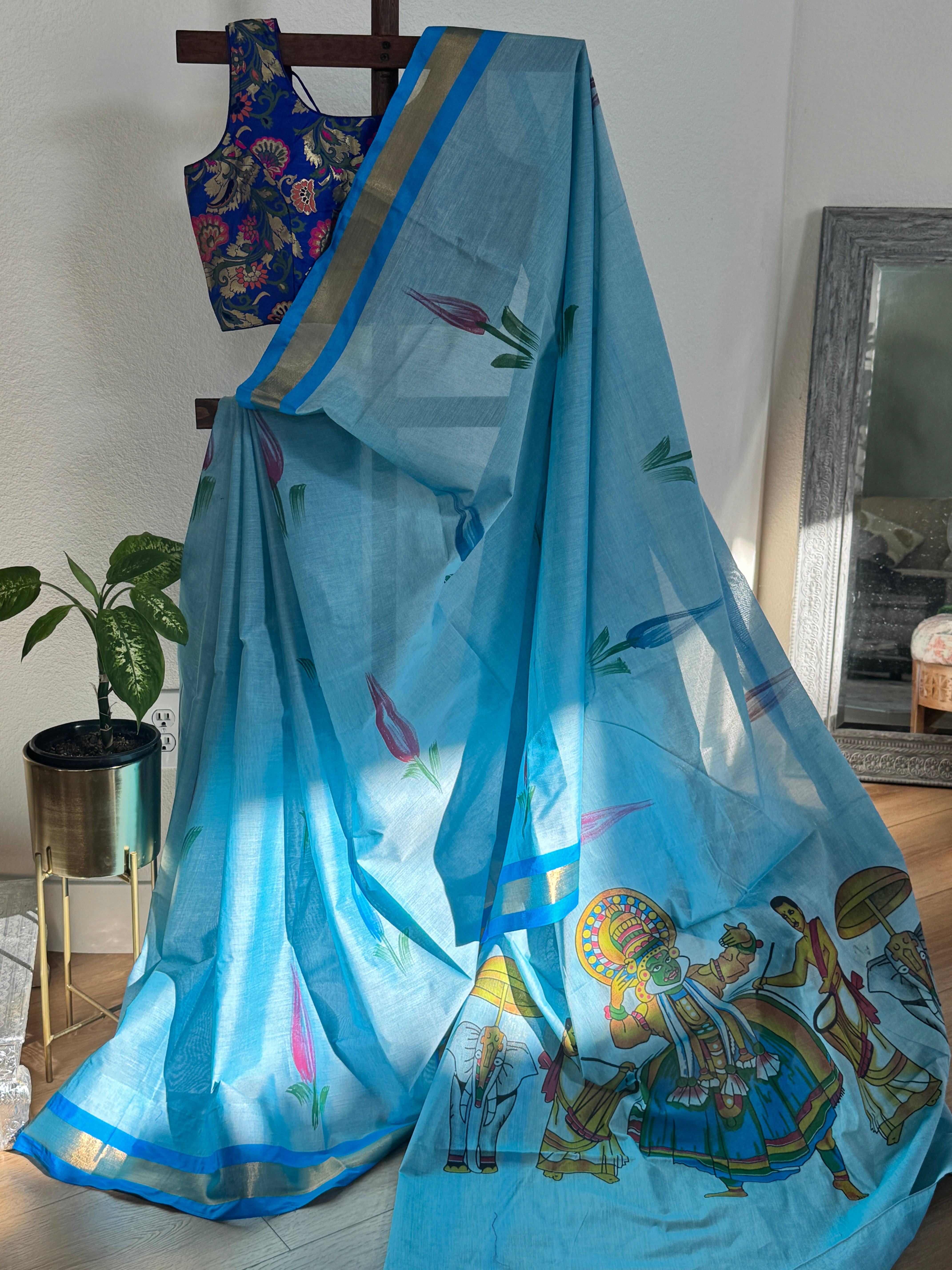 Kerala Cotton Handpainted Saree