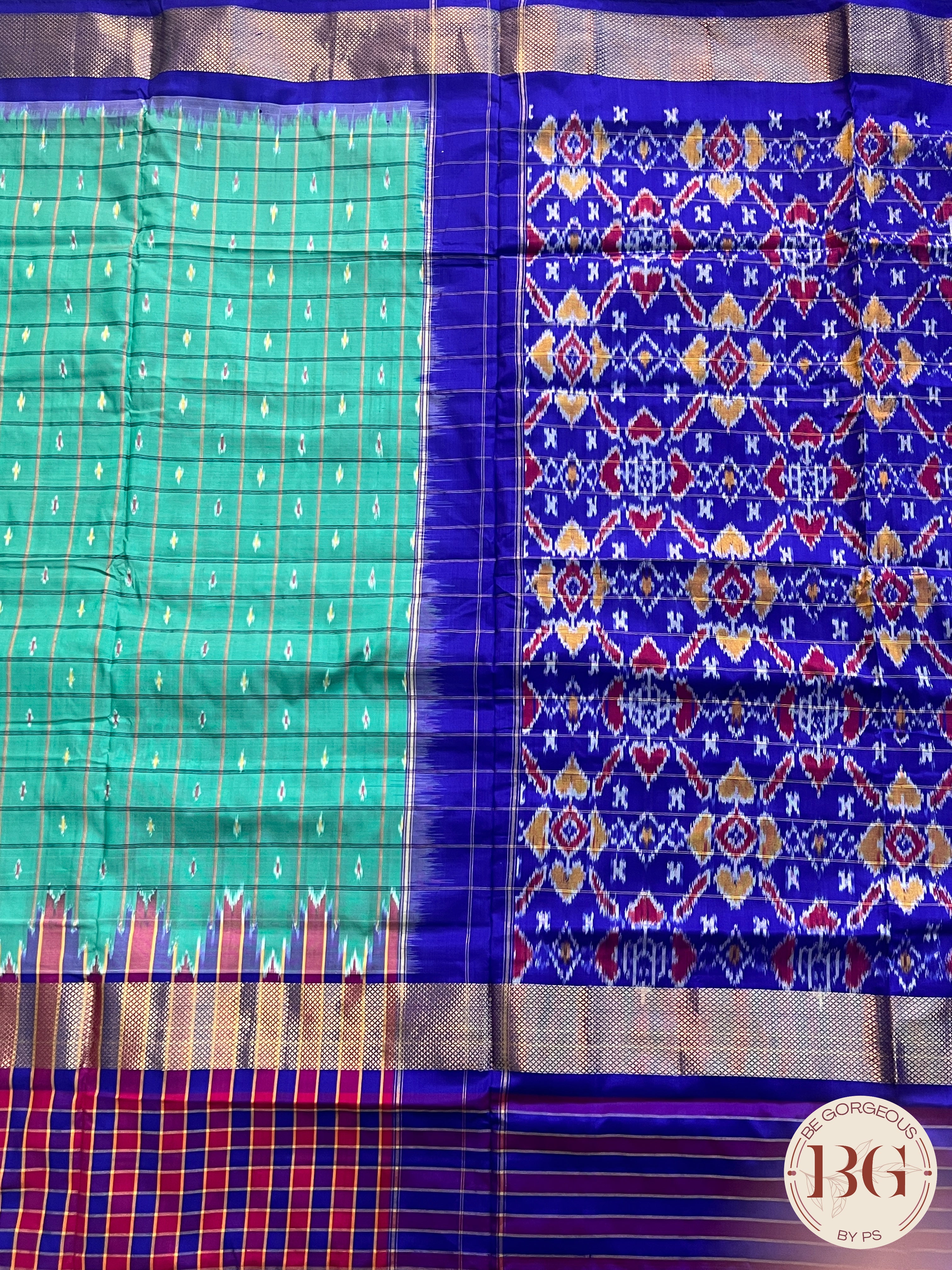 Pochumpally ikkat Pure silk handloom saree color - green