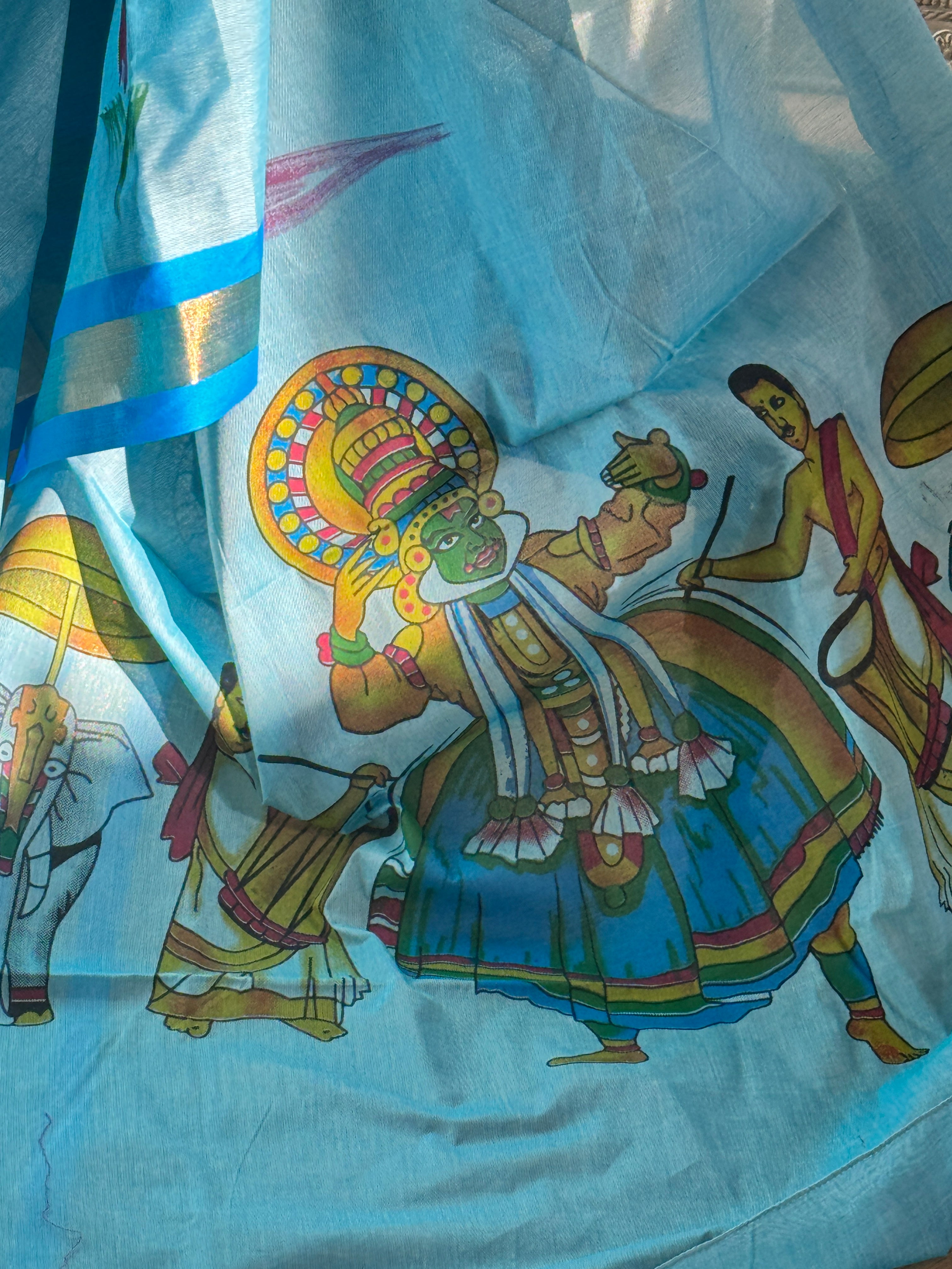 Kerala Cotton Handpainted Saree