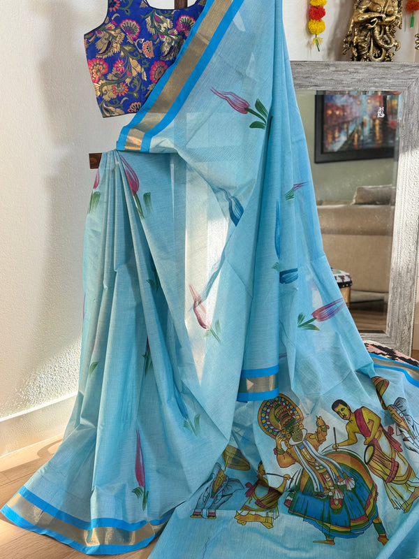 Kerala Cotton Handpainted Saree