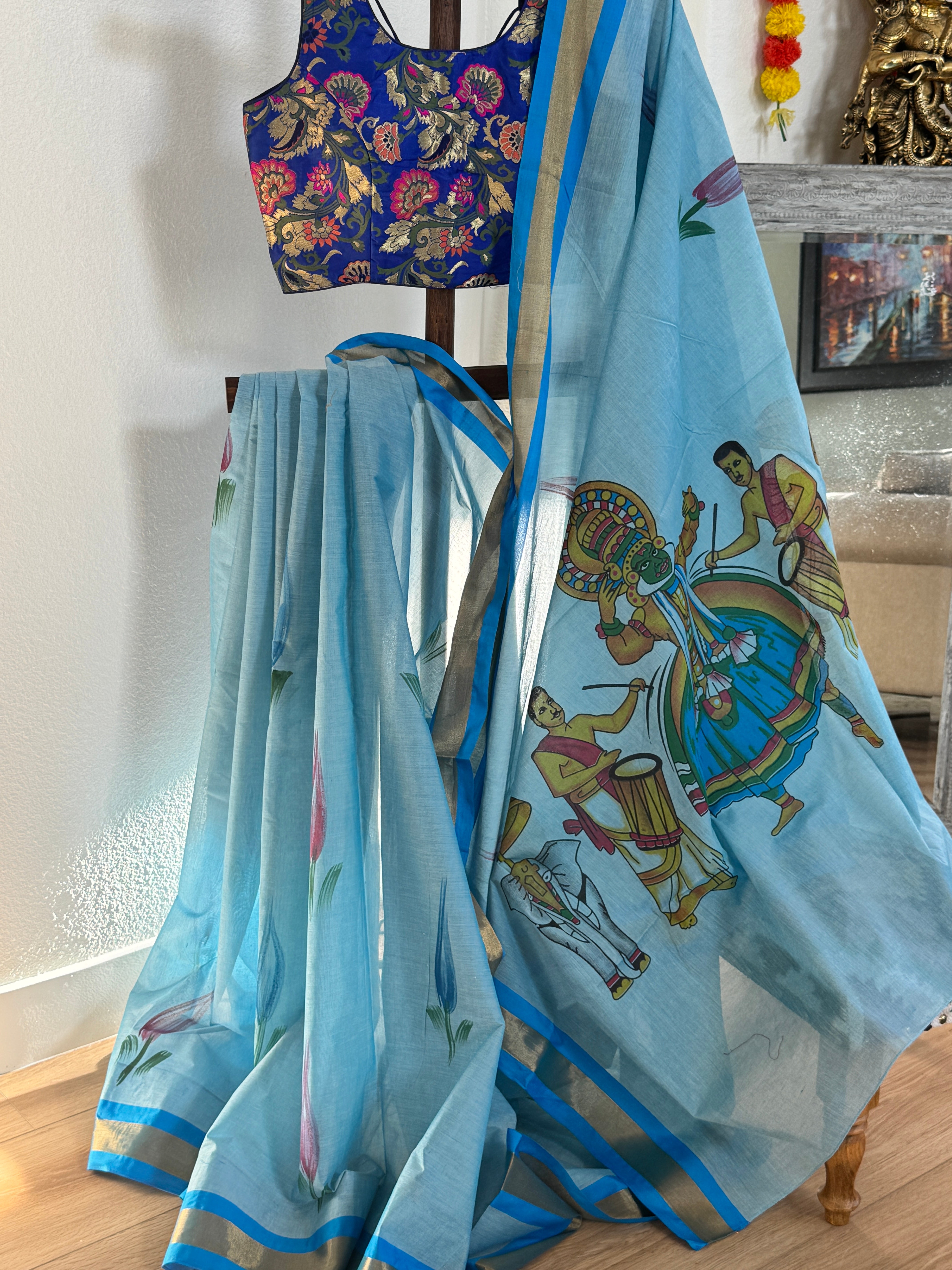 Kerala Cotton Handpainted Saree