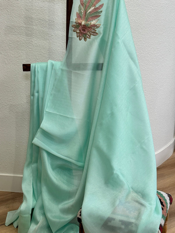 Pista Green with peach patch saree