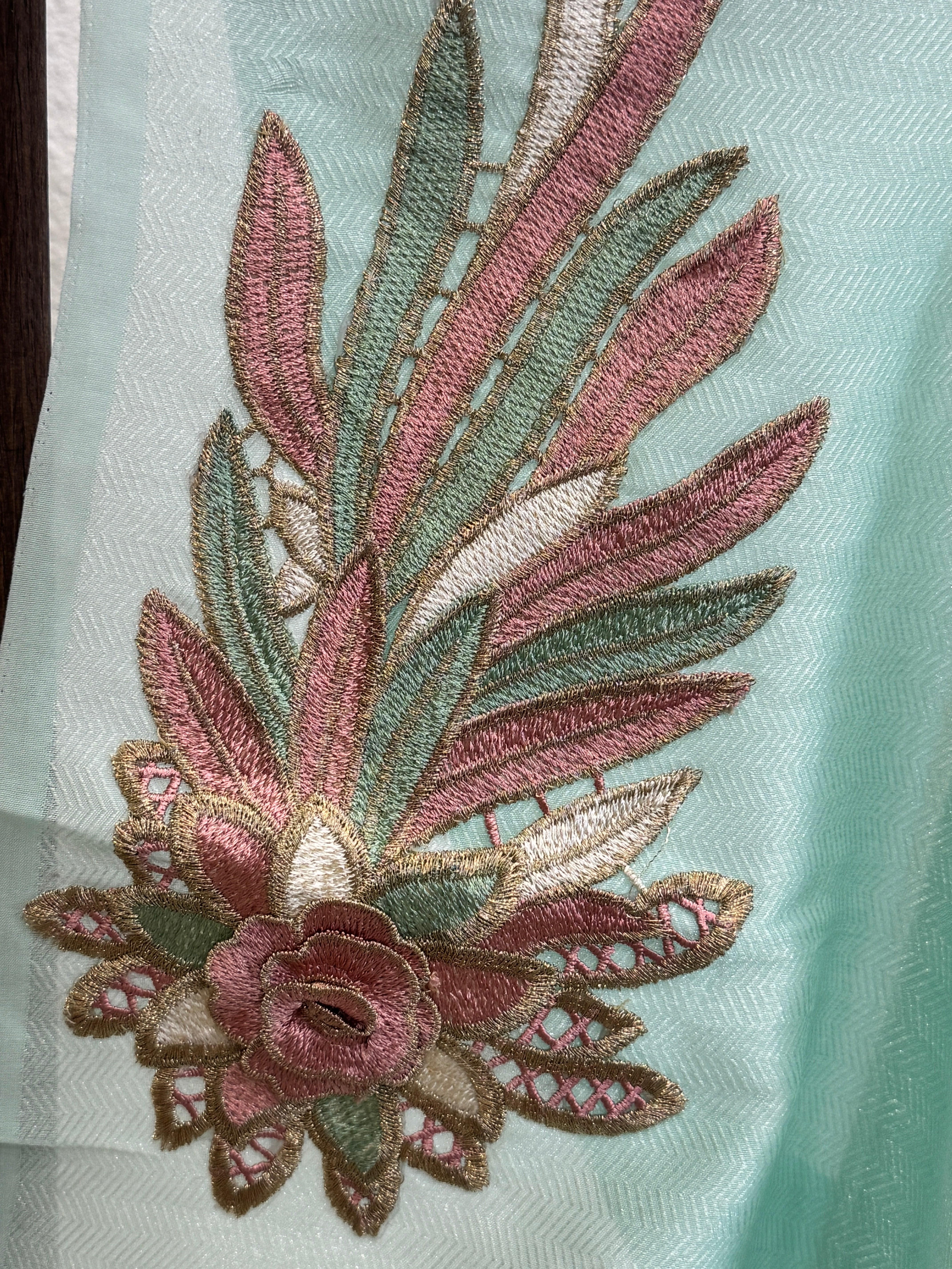 Pista Green with peach patch saree