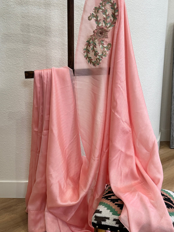 Peach Saree with patch