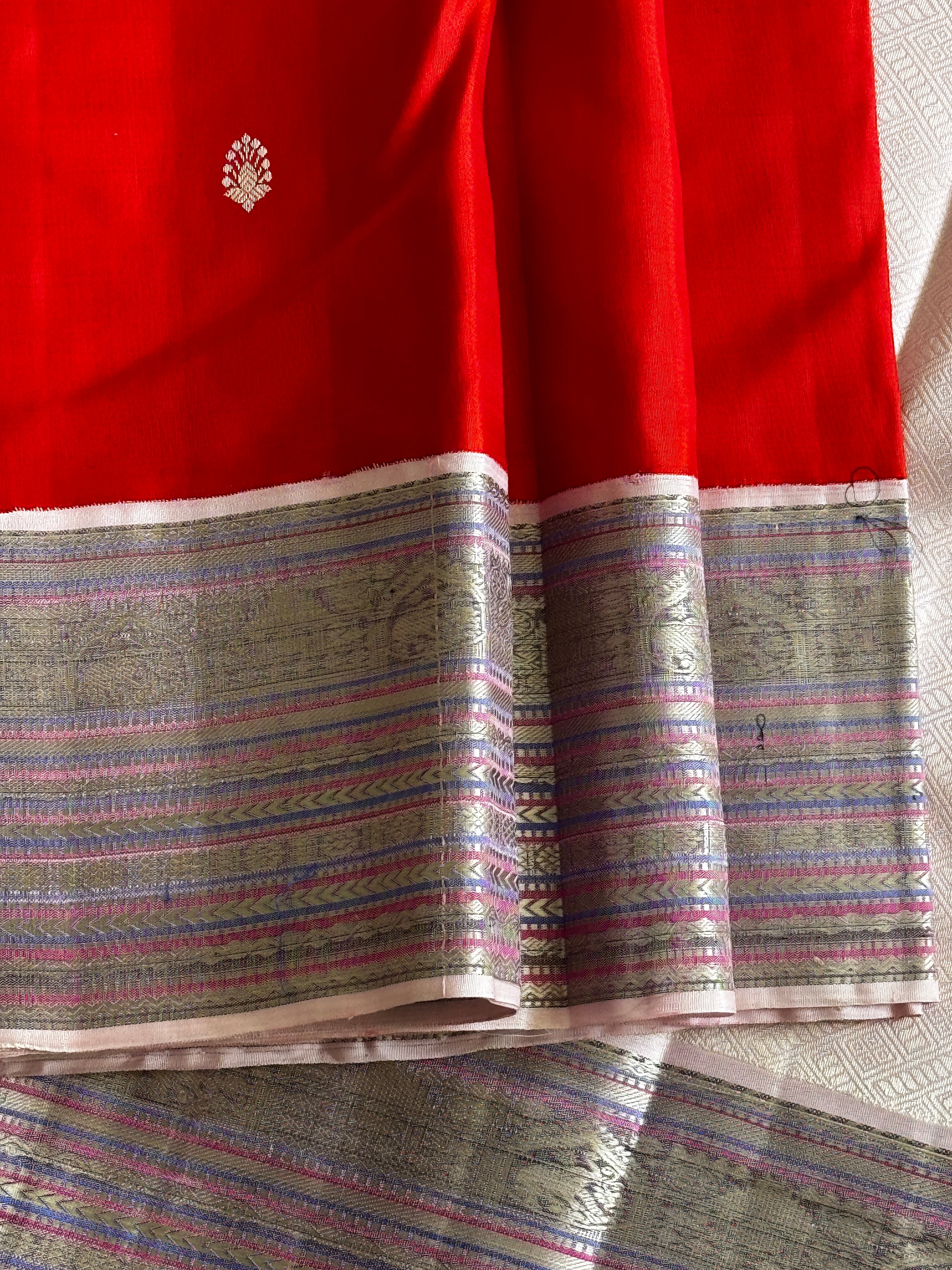 Kanjeevaram Pure silk handloom saree - orangish red