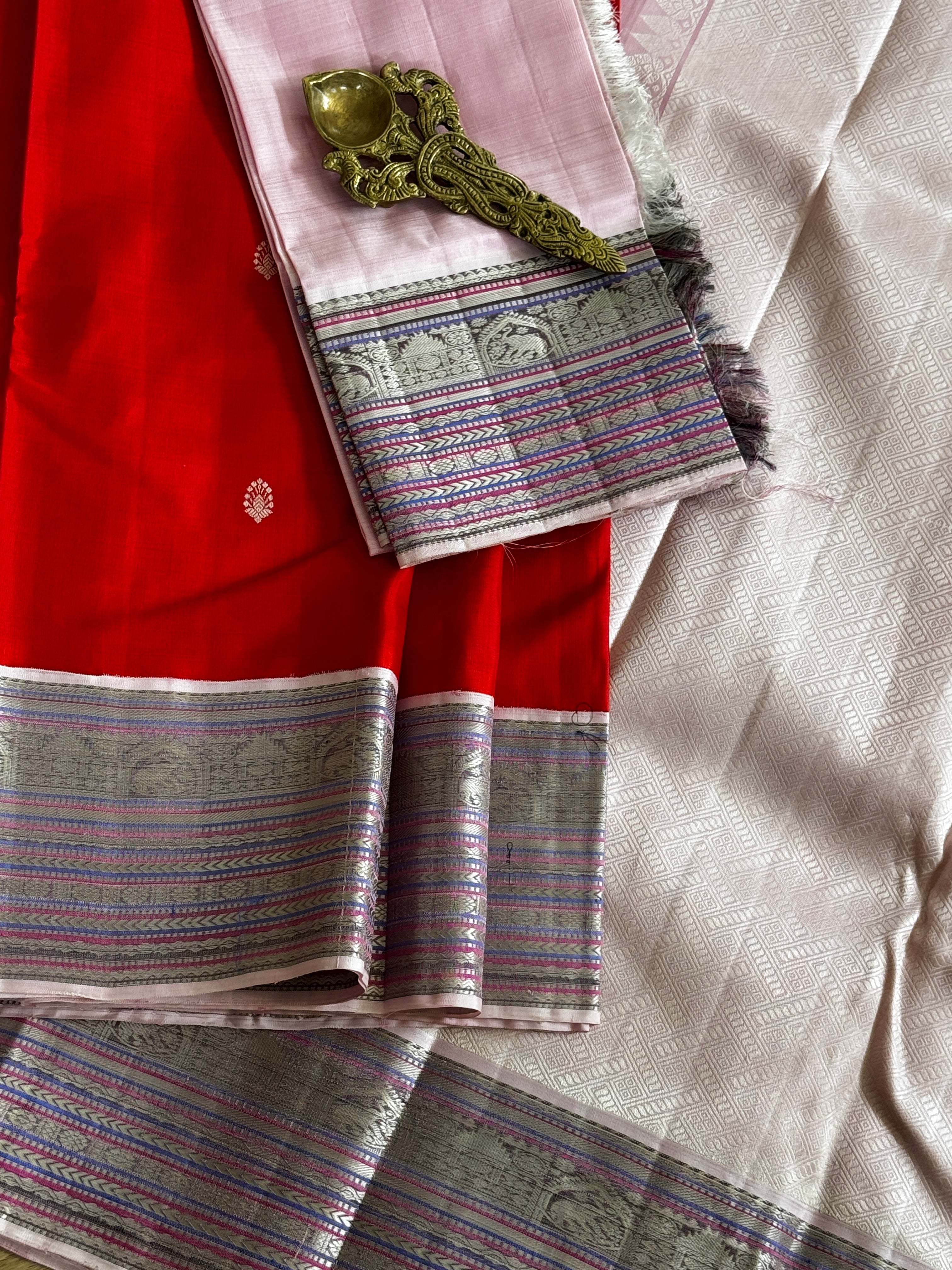 Kanjeevaram Pure silk handloom saree - orangish red