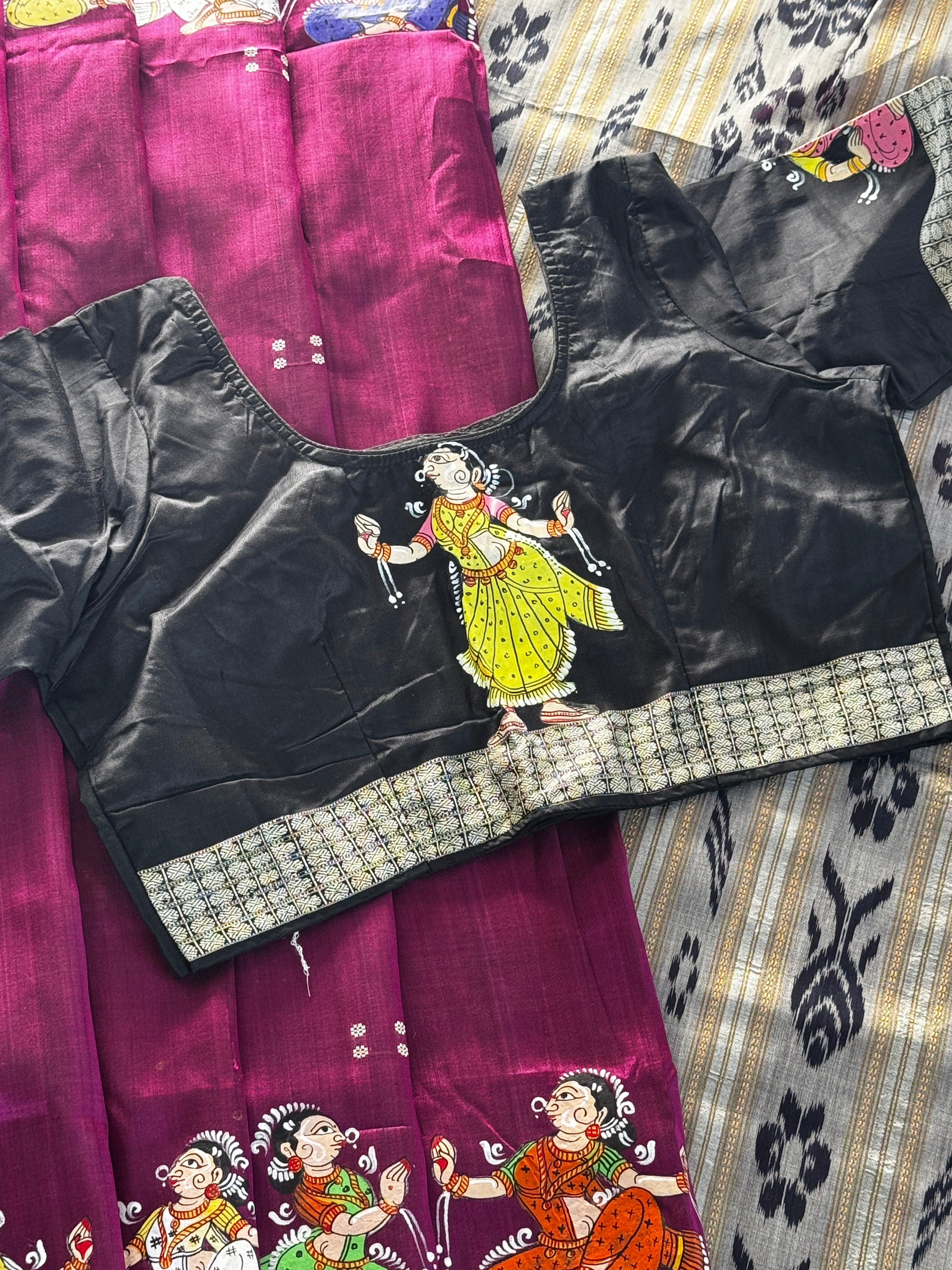 Khandua Silk Odisha Handloom Saree with pattachitra handpaint