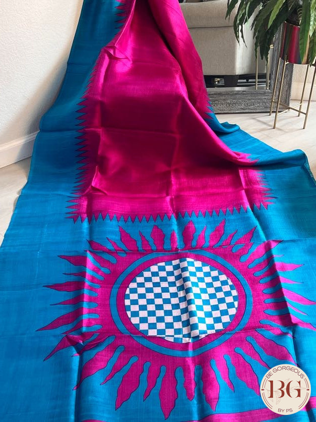 Murshidabad Silk saree color - hot pink