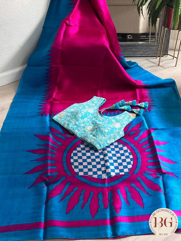 Murshidabad Silk saree color - hot pink