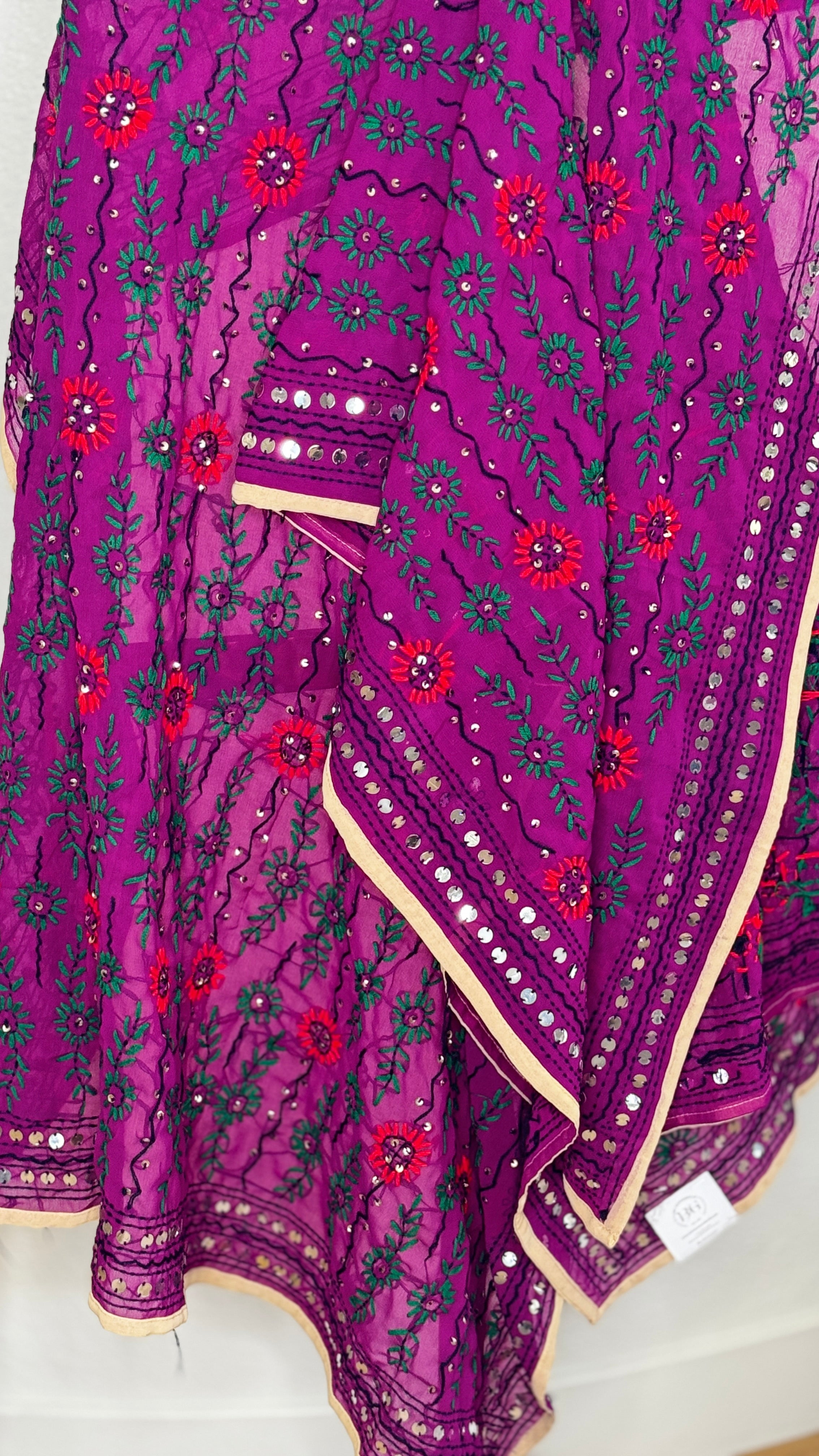 Geogette Fullkari dupatta - purple