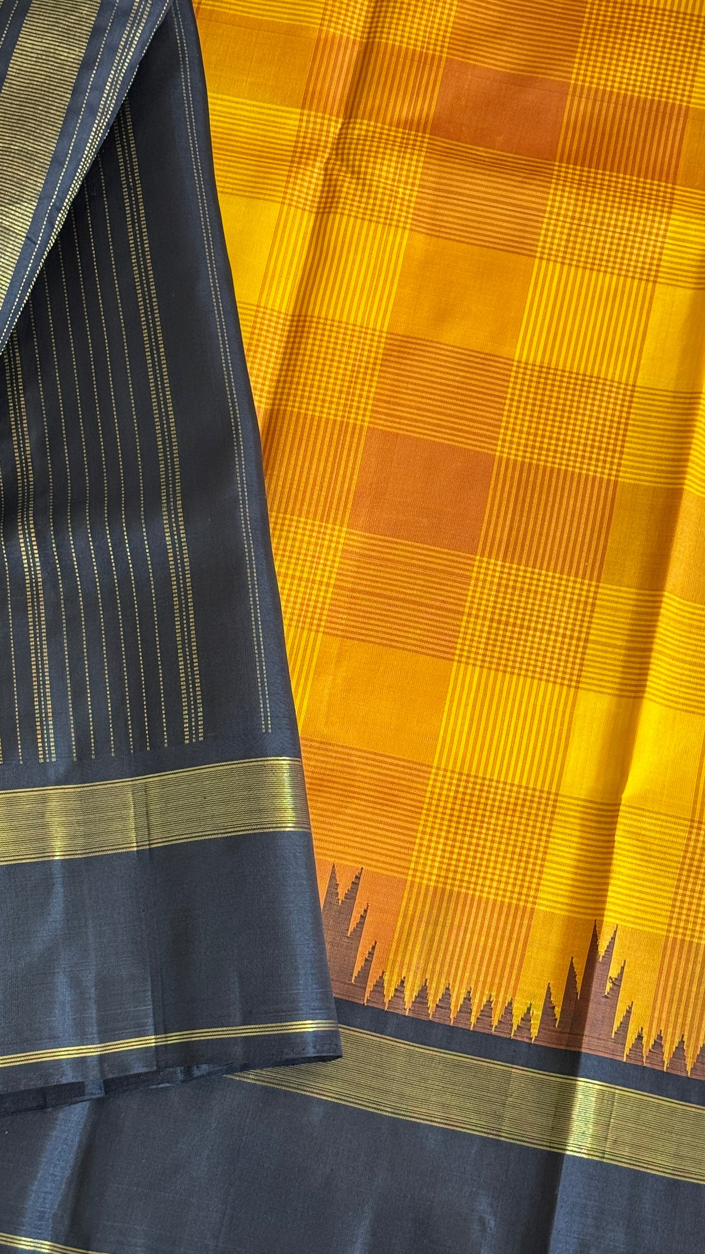 Kanjeevaram Handloom Pure Silk Kattam Saree
