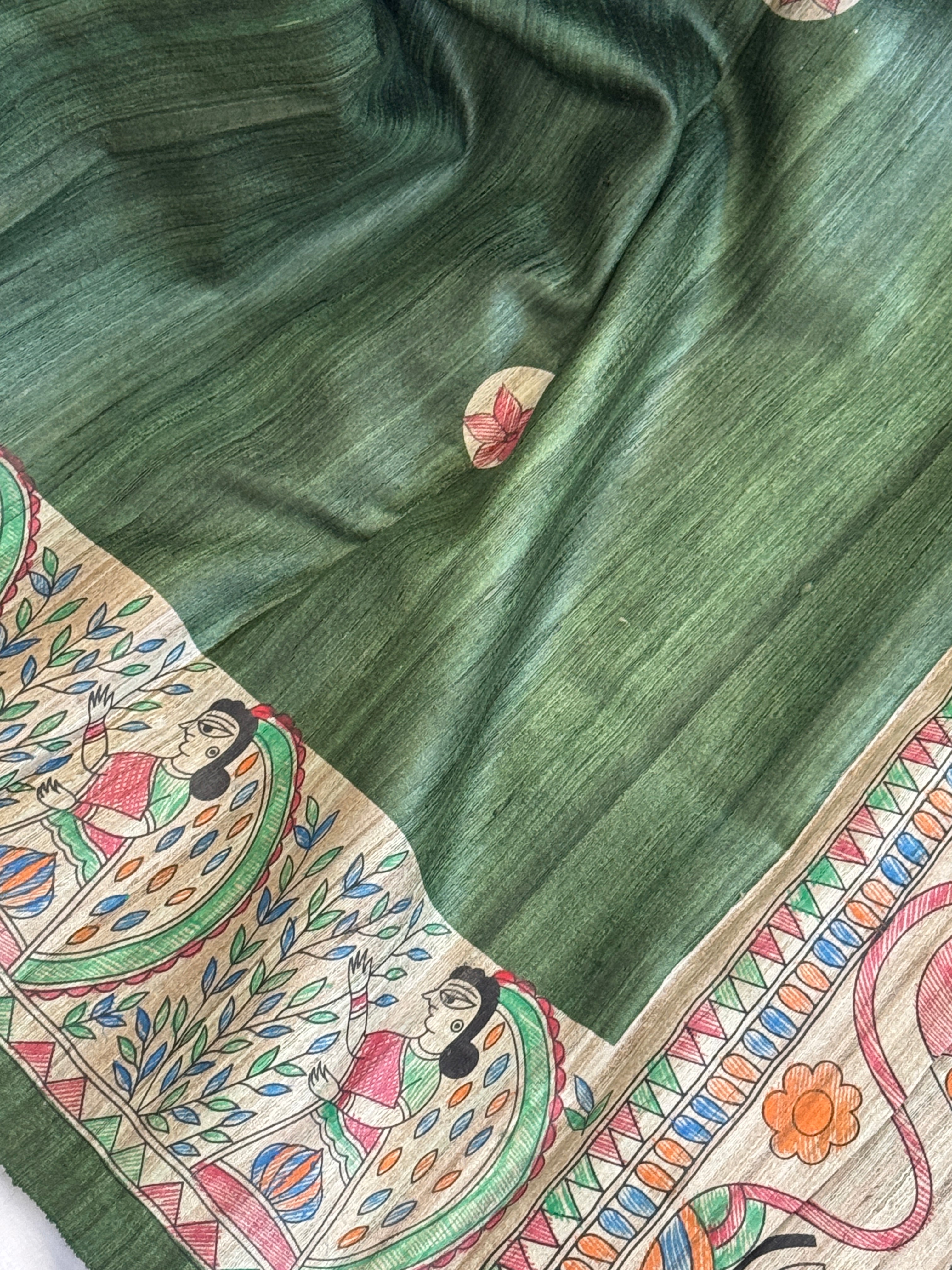 Gitcha Tussar Silk Madhubani Painted Saree