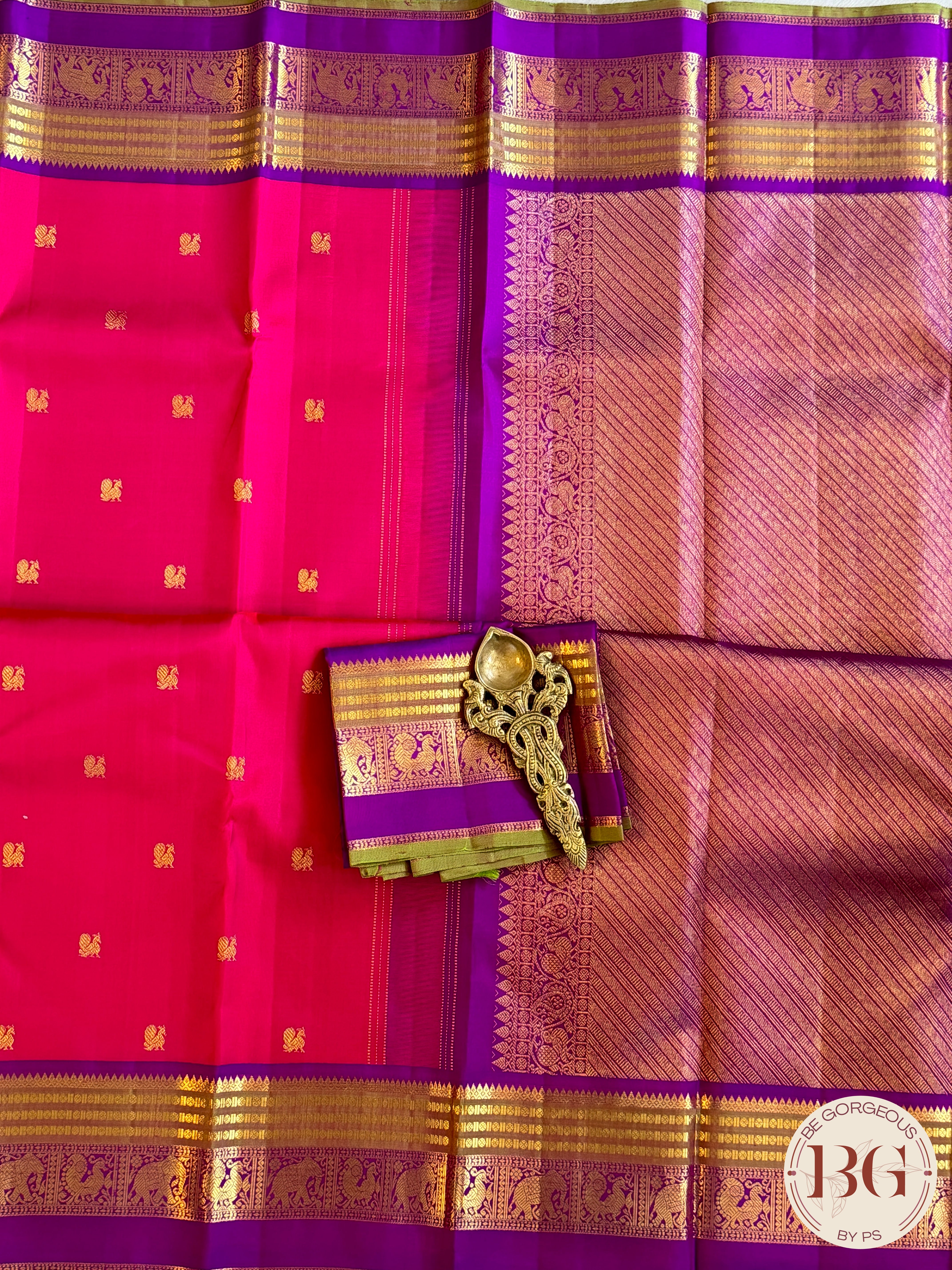 Kanjeevaram pure silk handloom saree - Pink purple