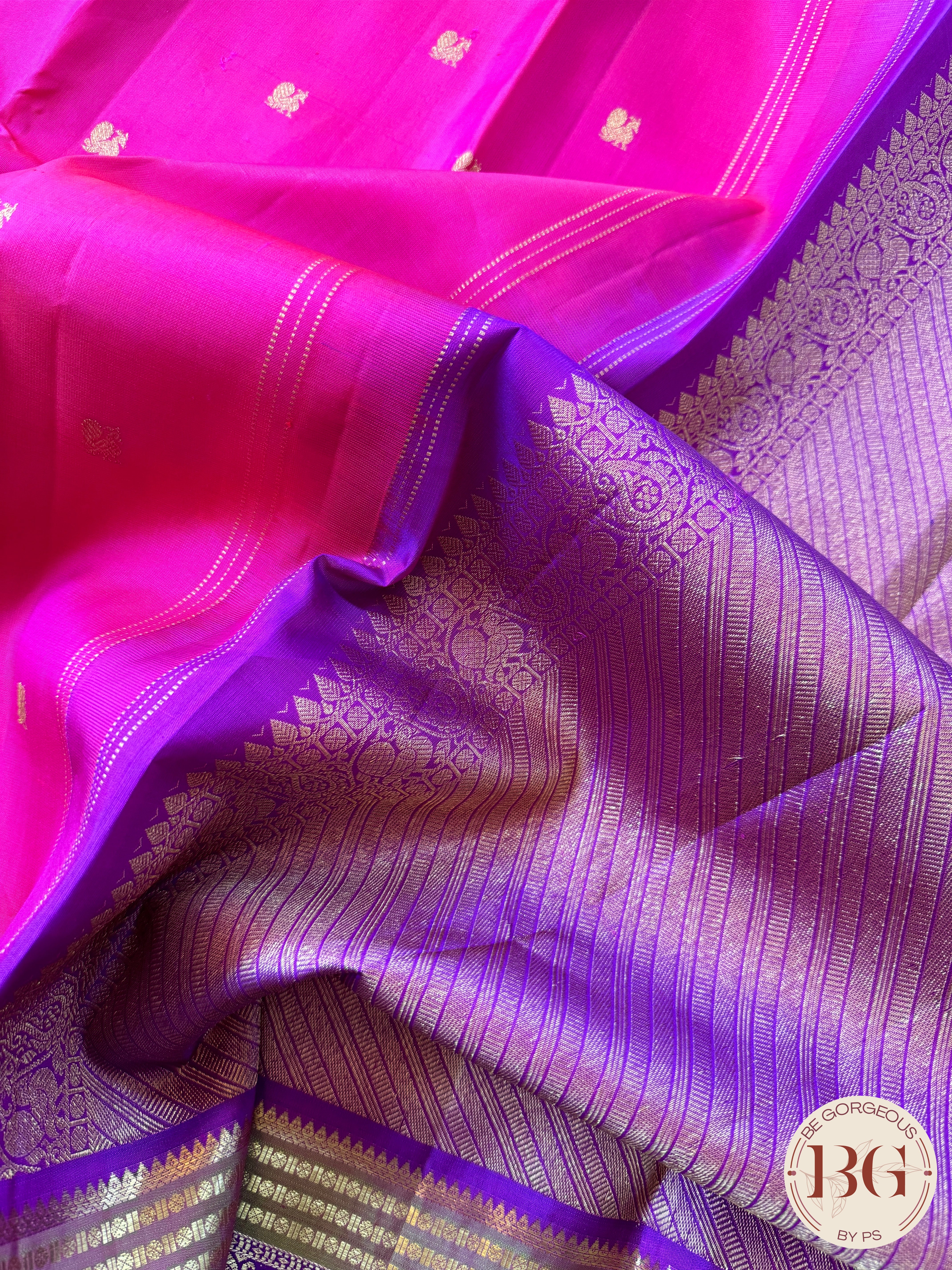 Kanjeevaram pure silk handloom saree - Pink purple