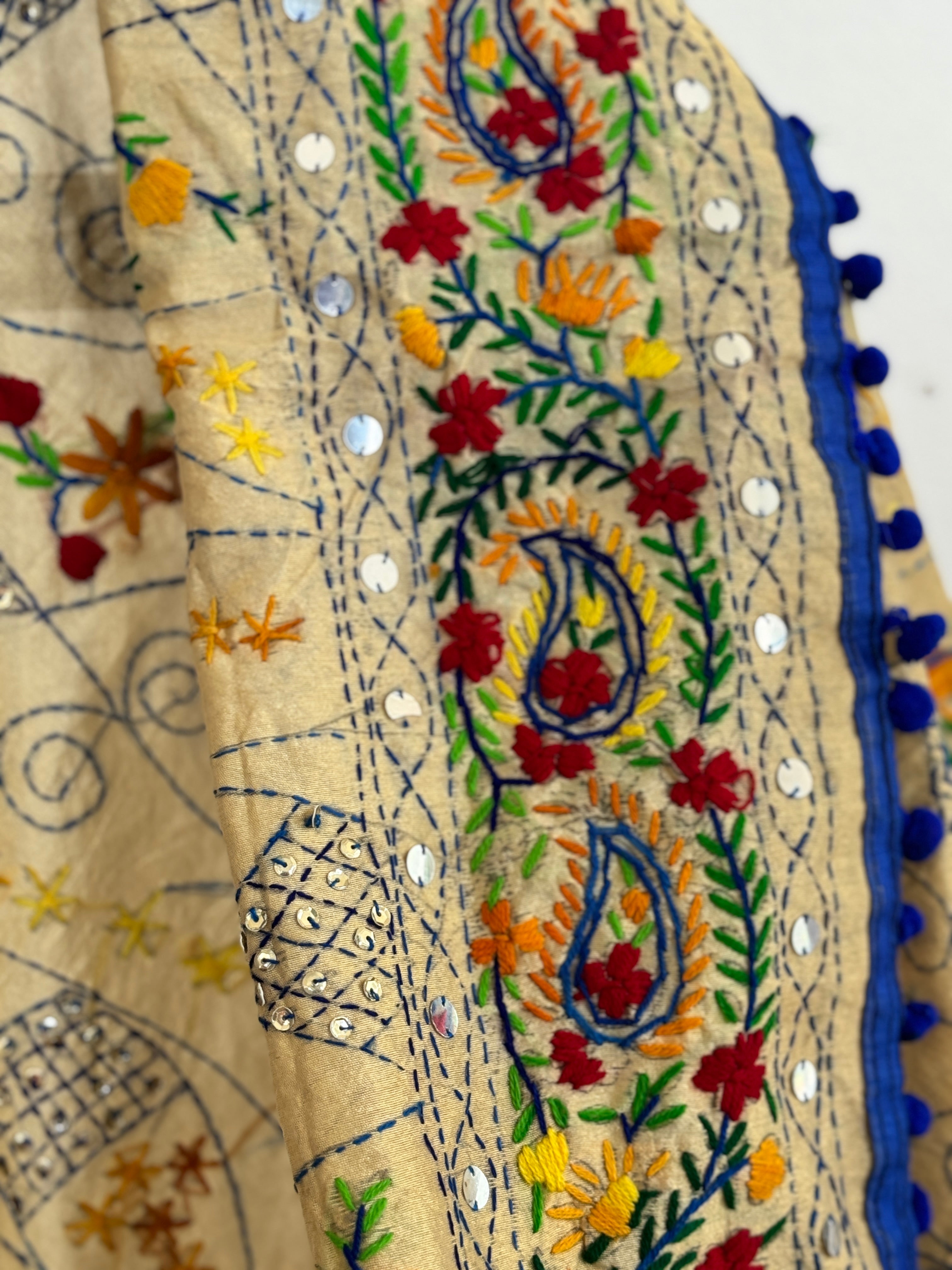 Chanderi Kantha dupatta - blue