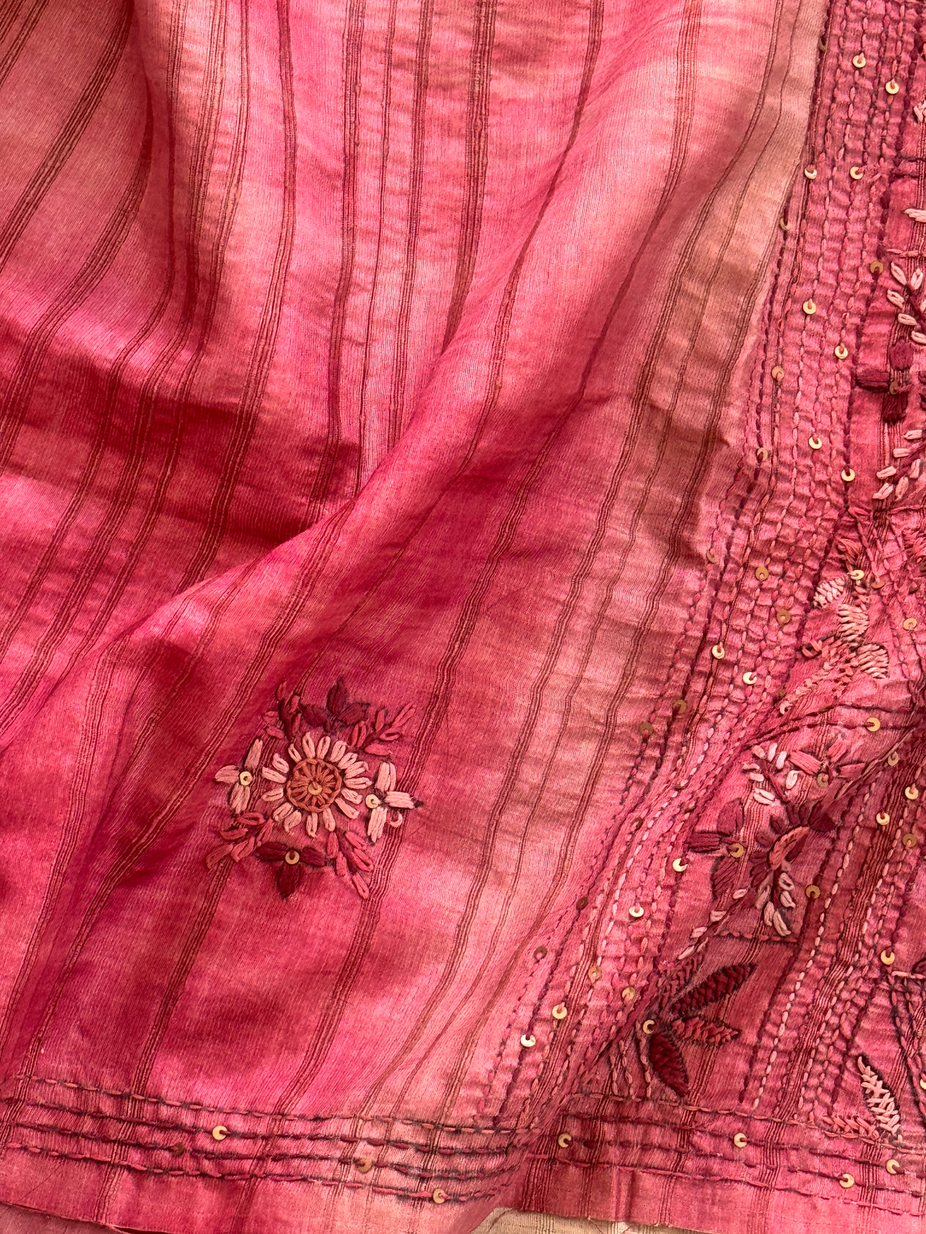 Bengal Linen Saree with French Knot Embroidery