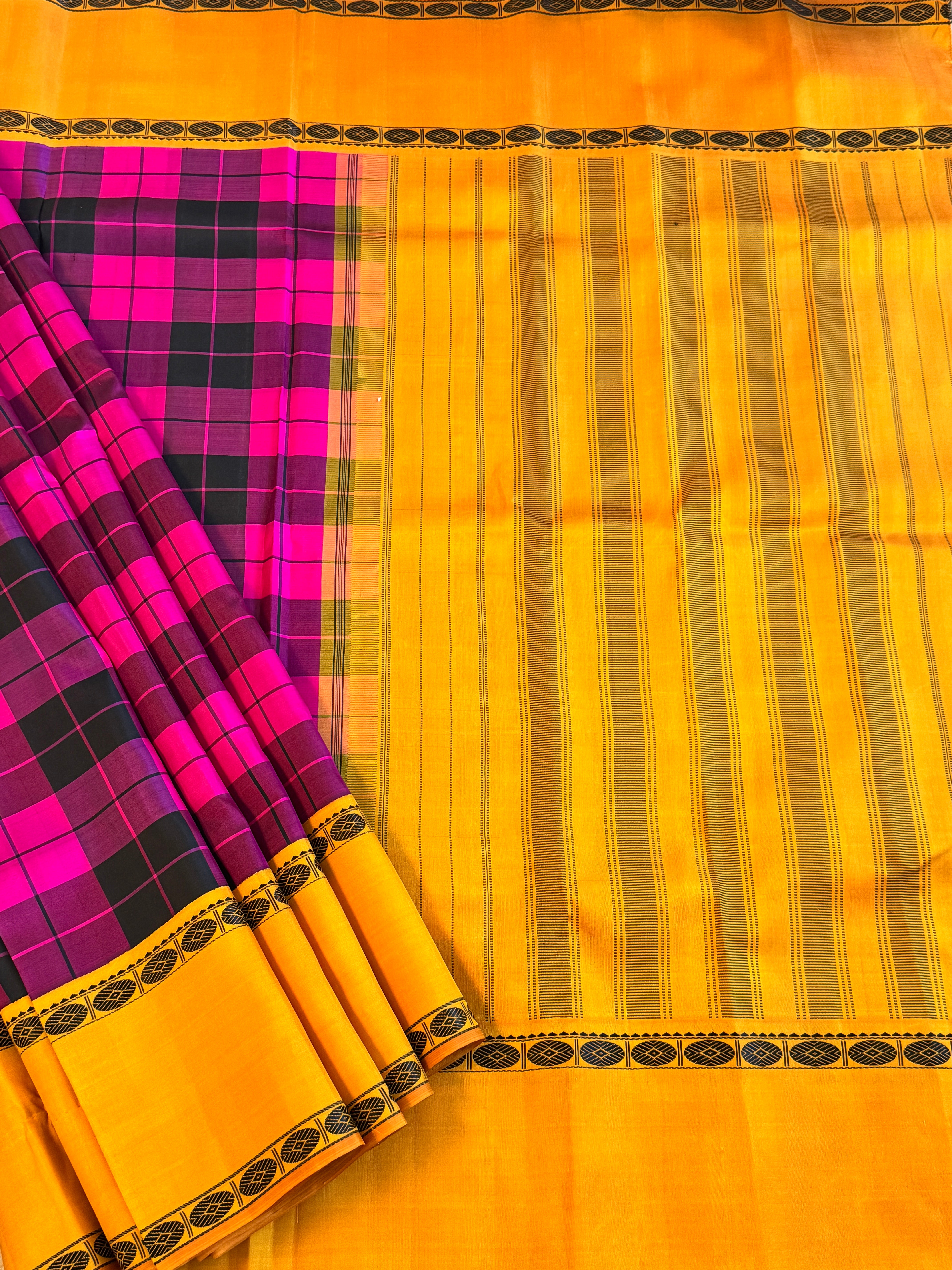 Kanjeevaram Handloom Pure Silk Kattam Saree