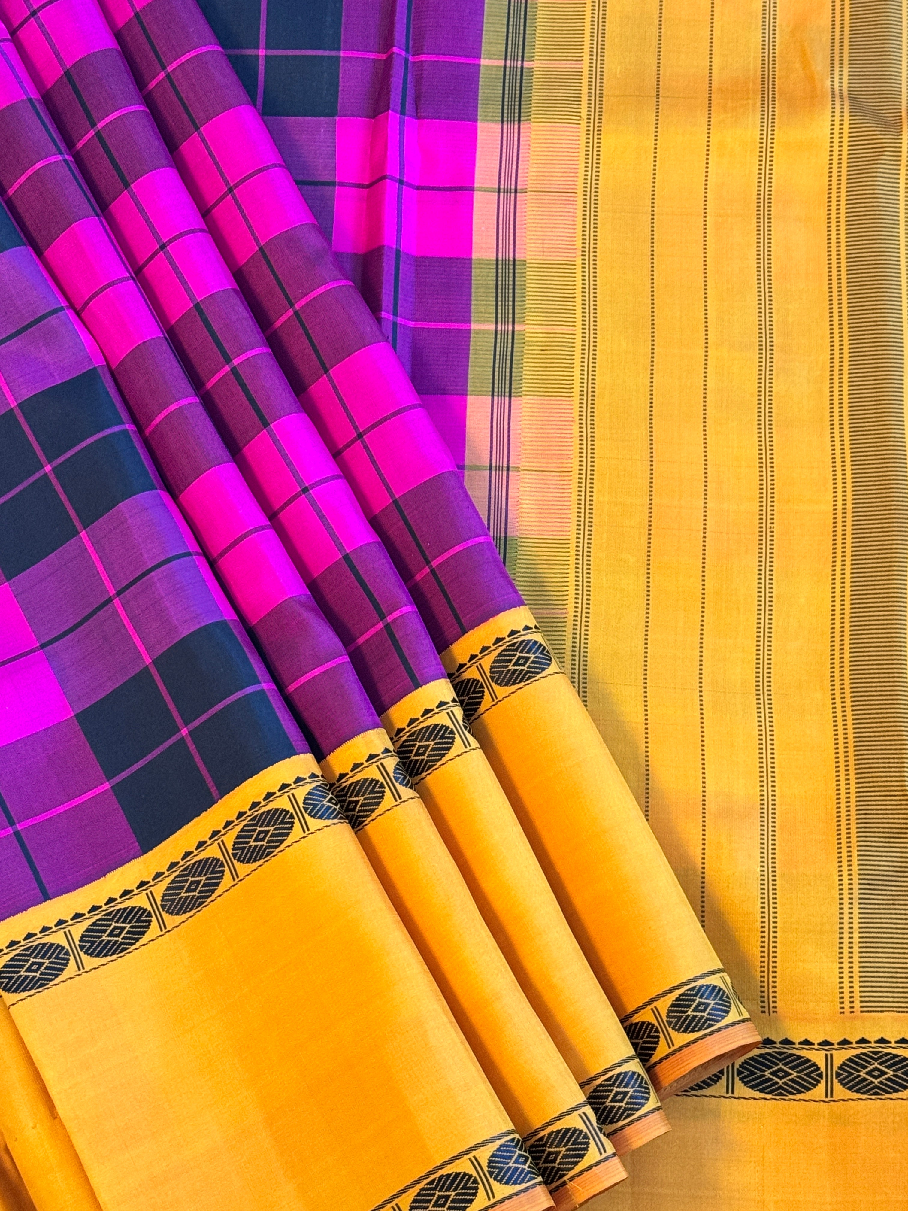 Kanjeevaram Handloom Pure Silk Kattam Saree