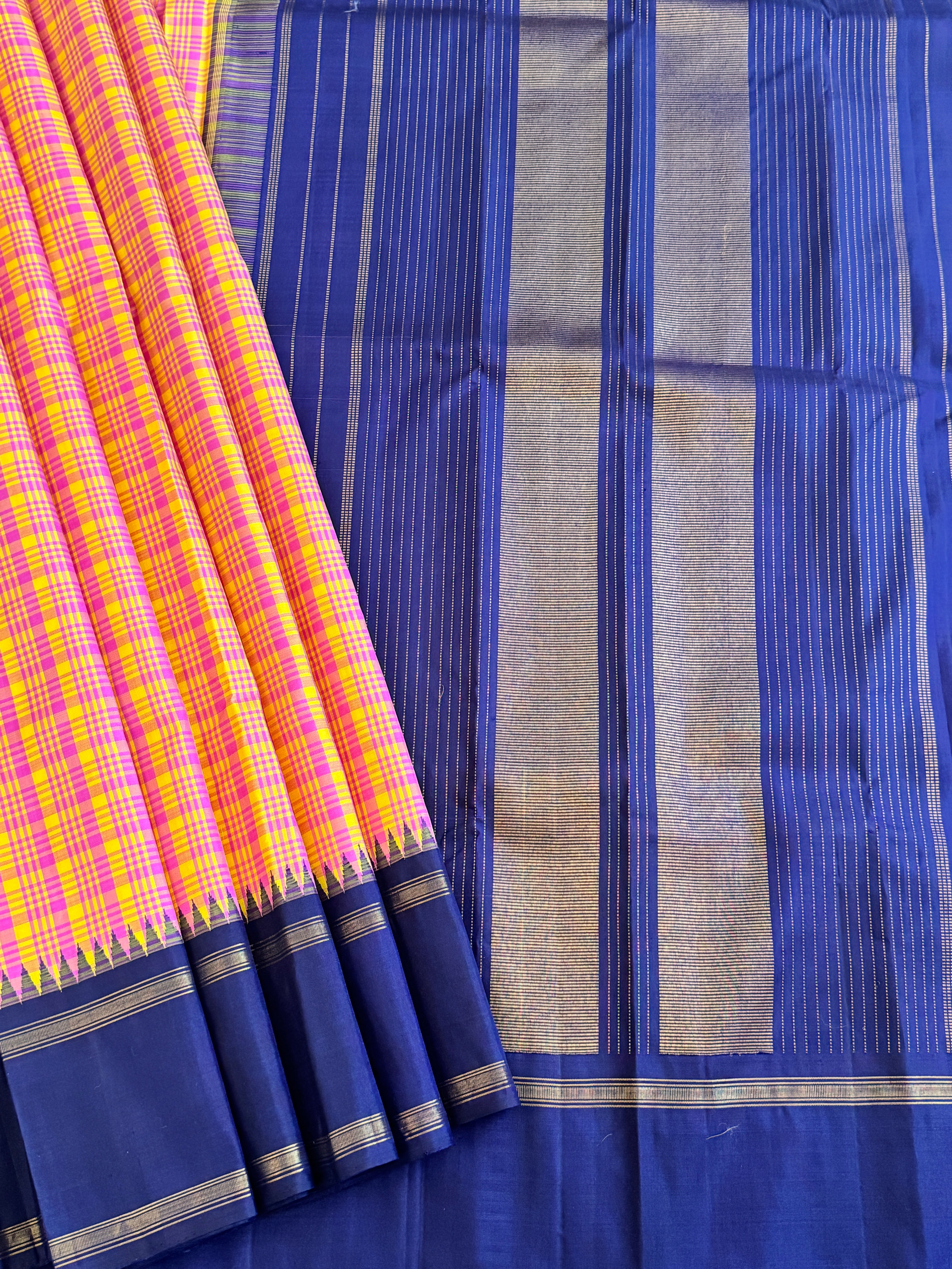 Kanjeevaram Handloom Pure Silk Kattam Saree