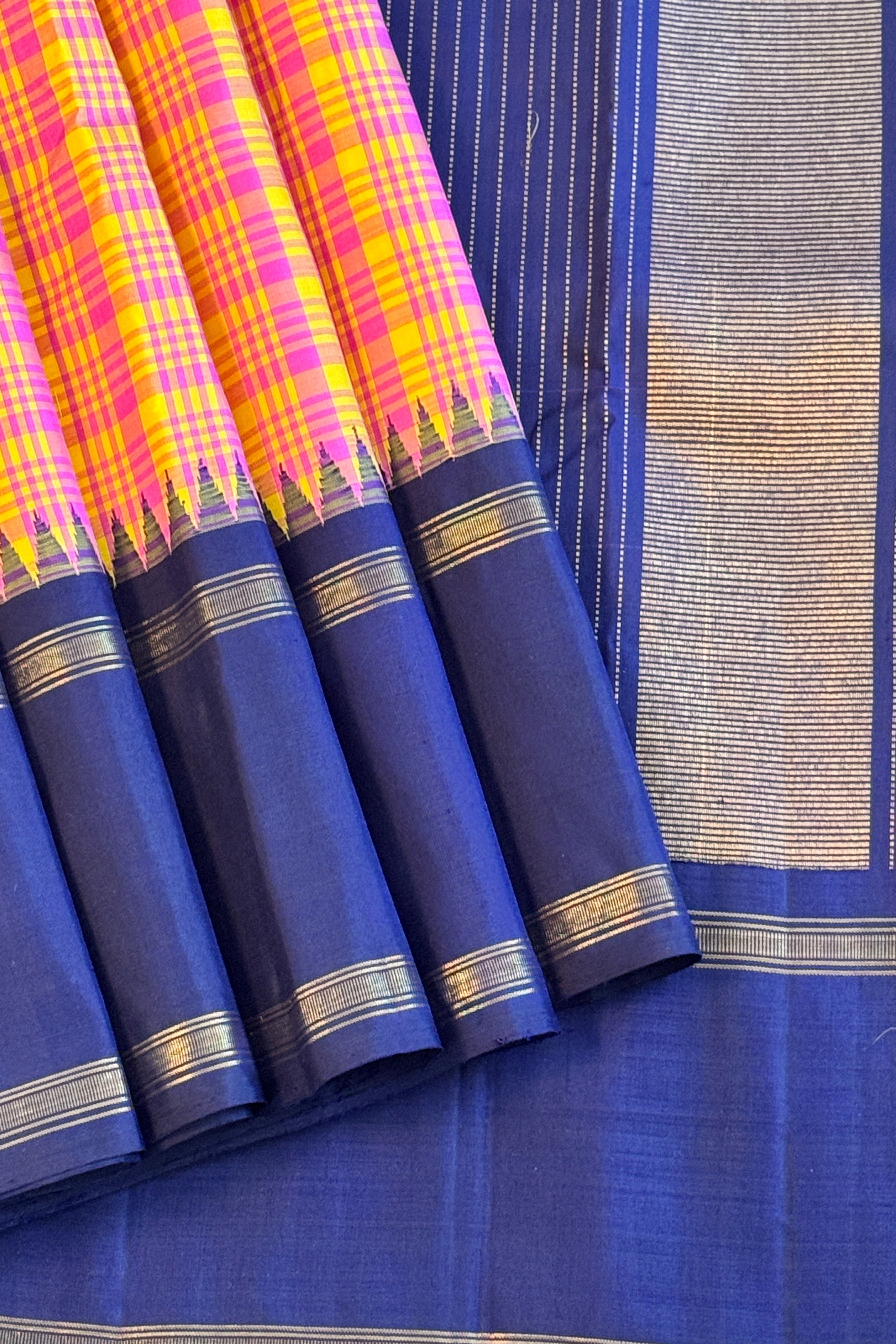 Kanjeevaram Handloom Pure Silk Kattam Saree