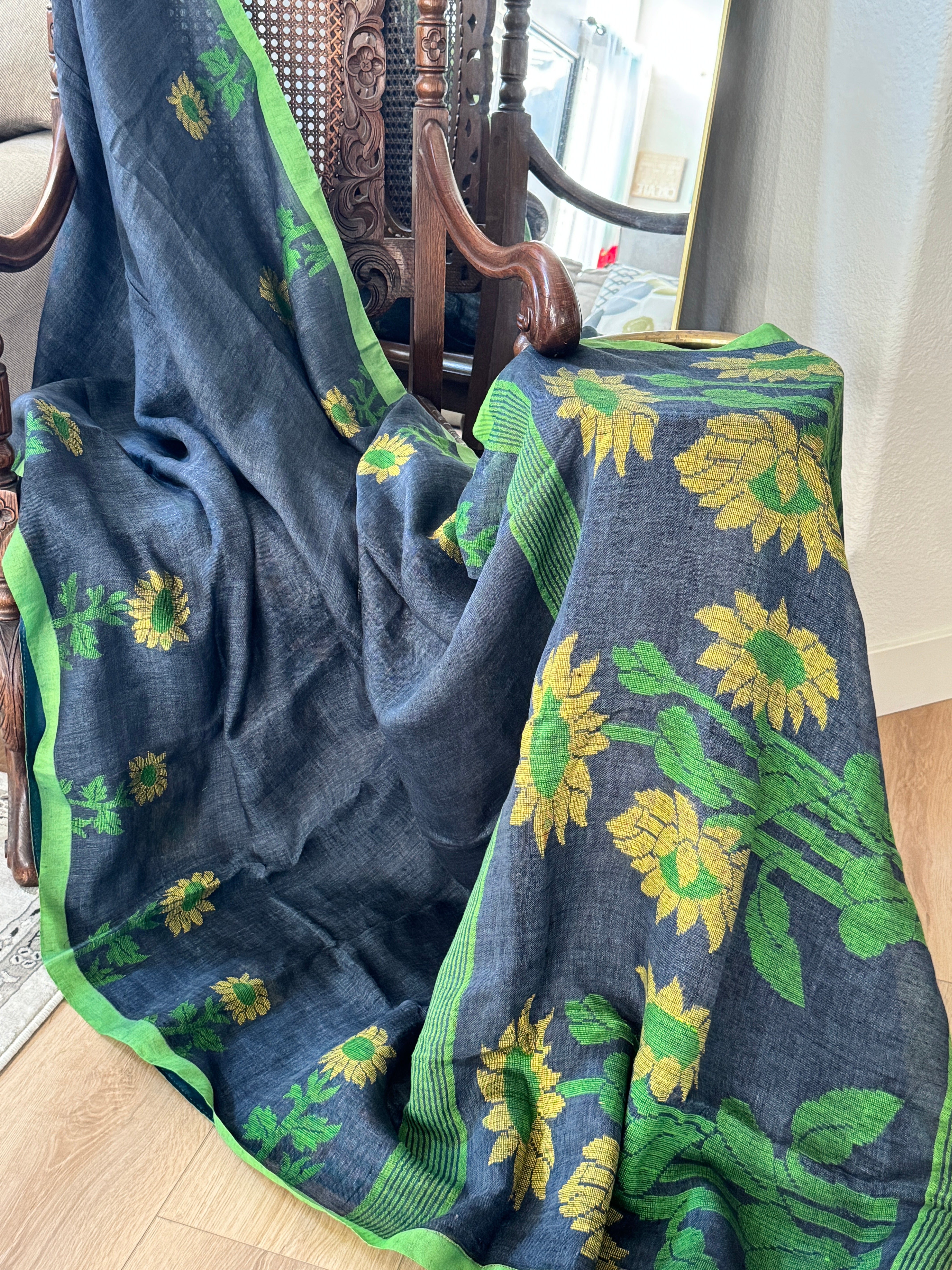 Linen Handloom Woven Saree