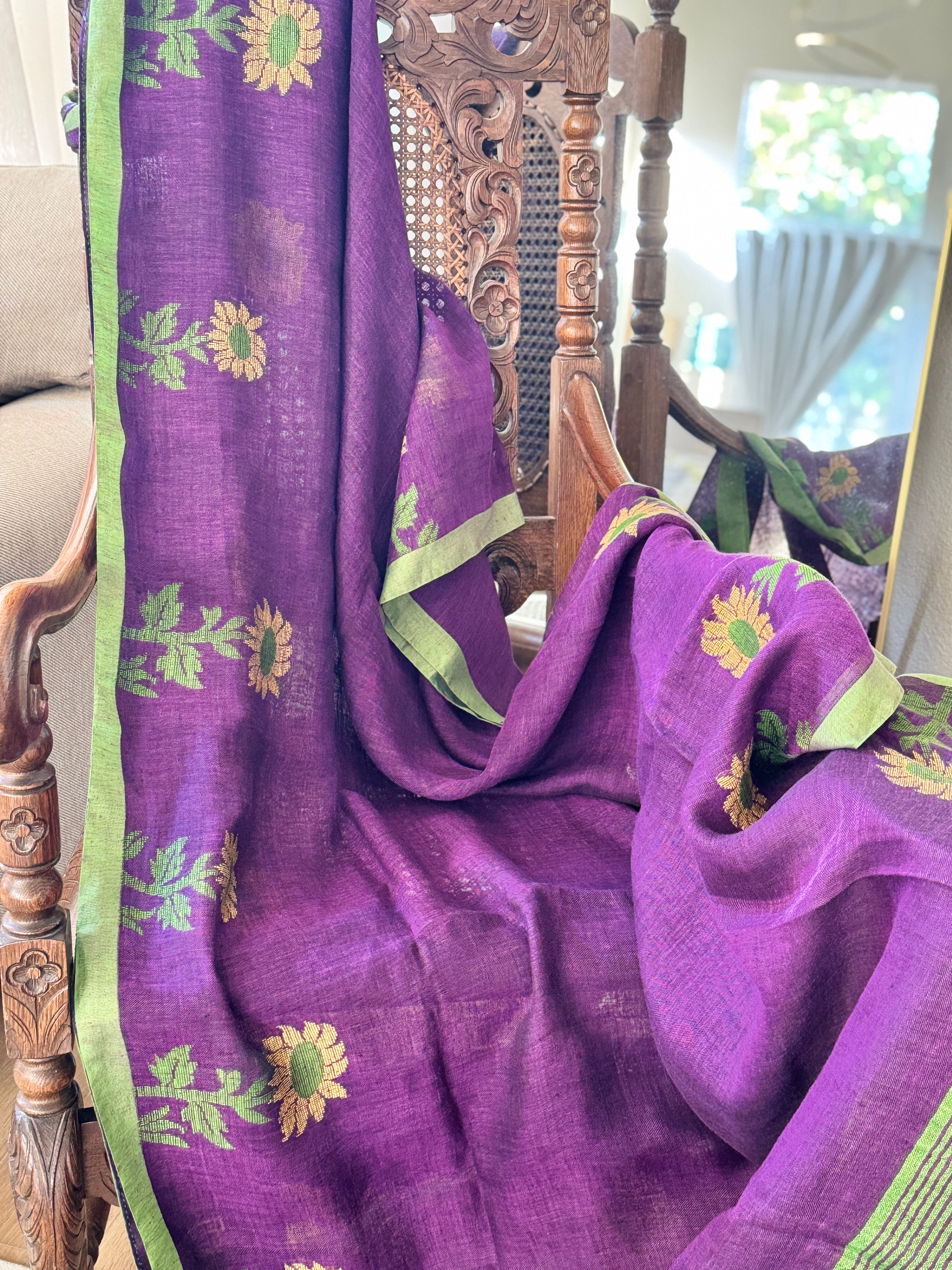 Linen Handloom Woven Saree