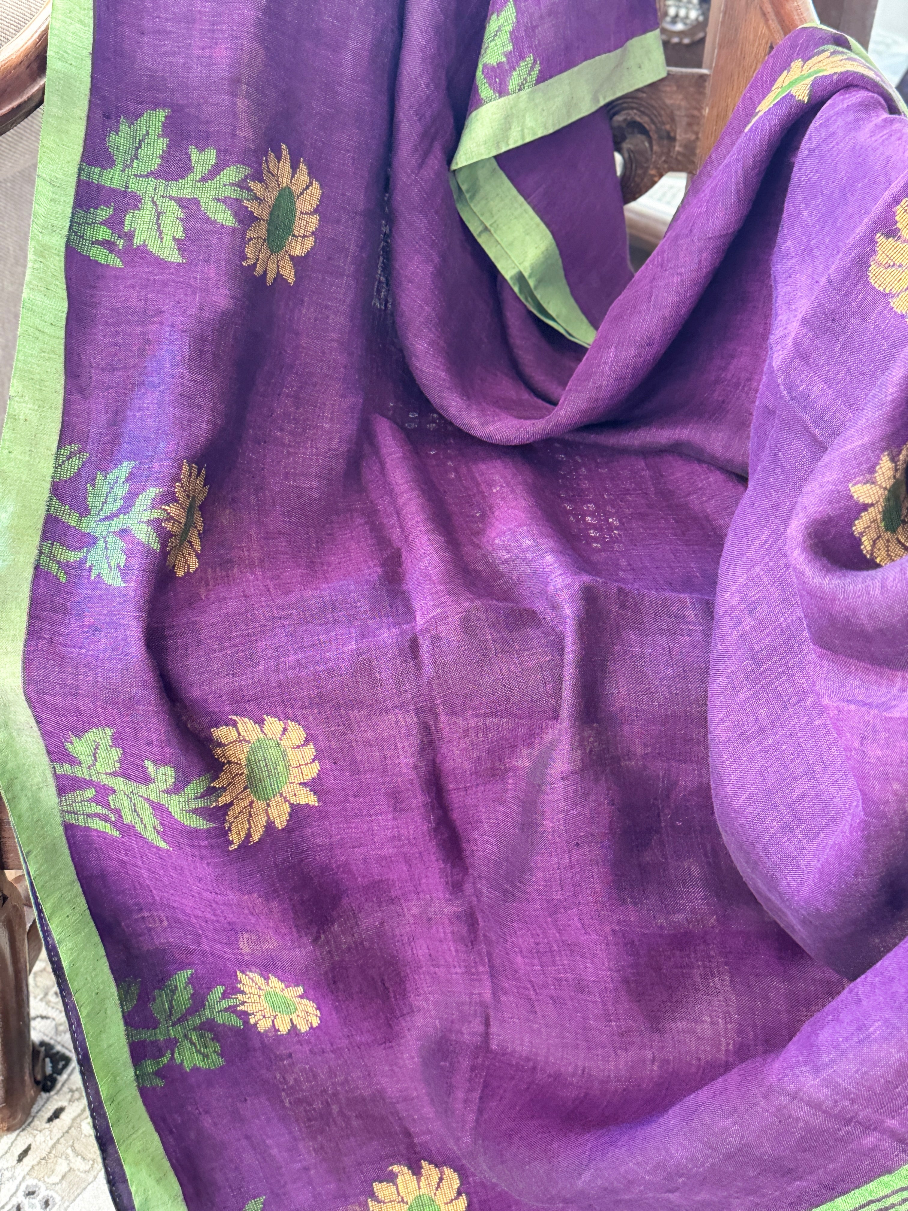 Linen Handloom Woven Saree