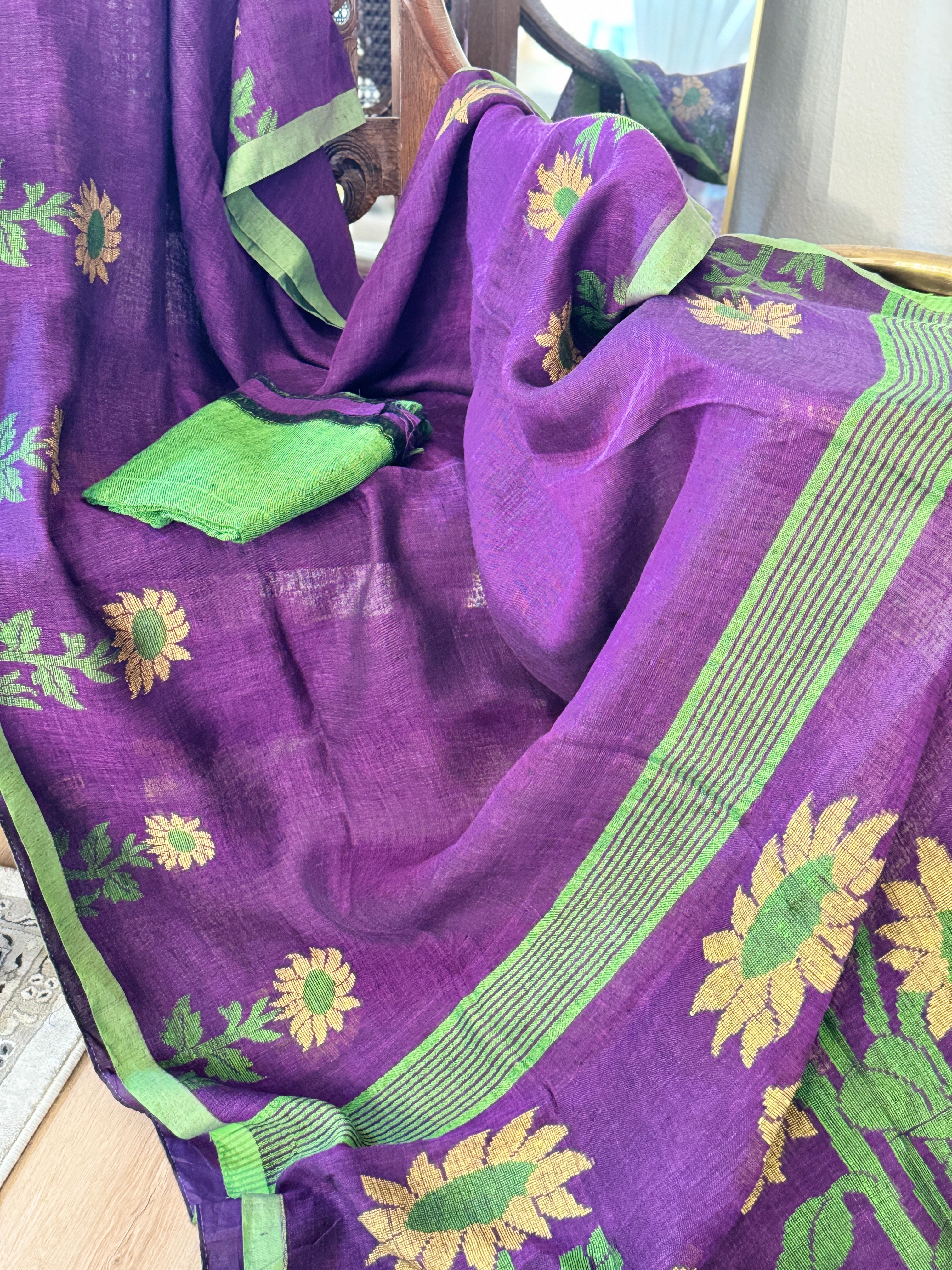 Linen Handloom Woven Saree