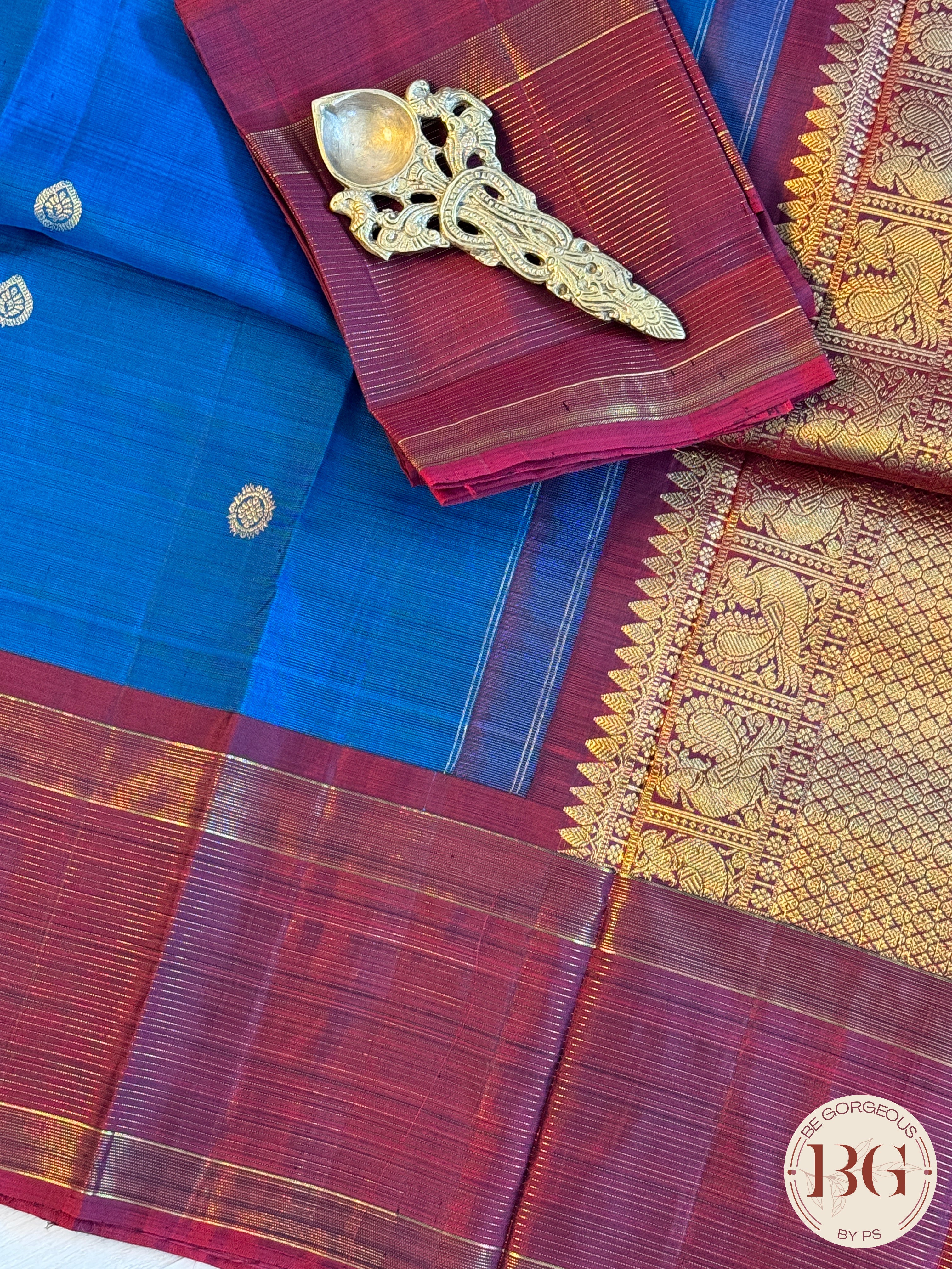 Kanjeevaram pure silk handloom saree - blue big border
