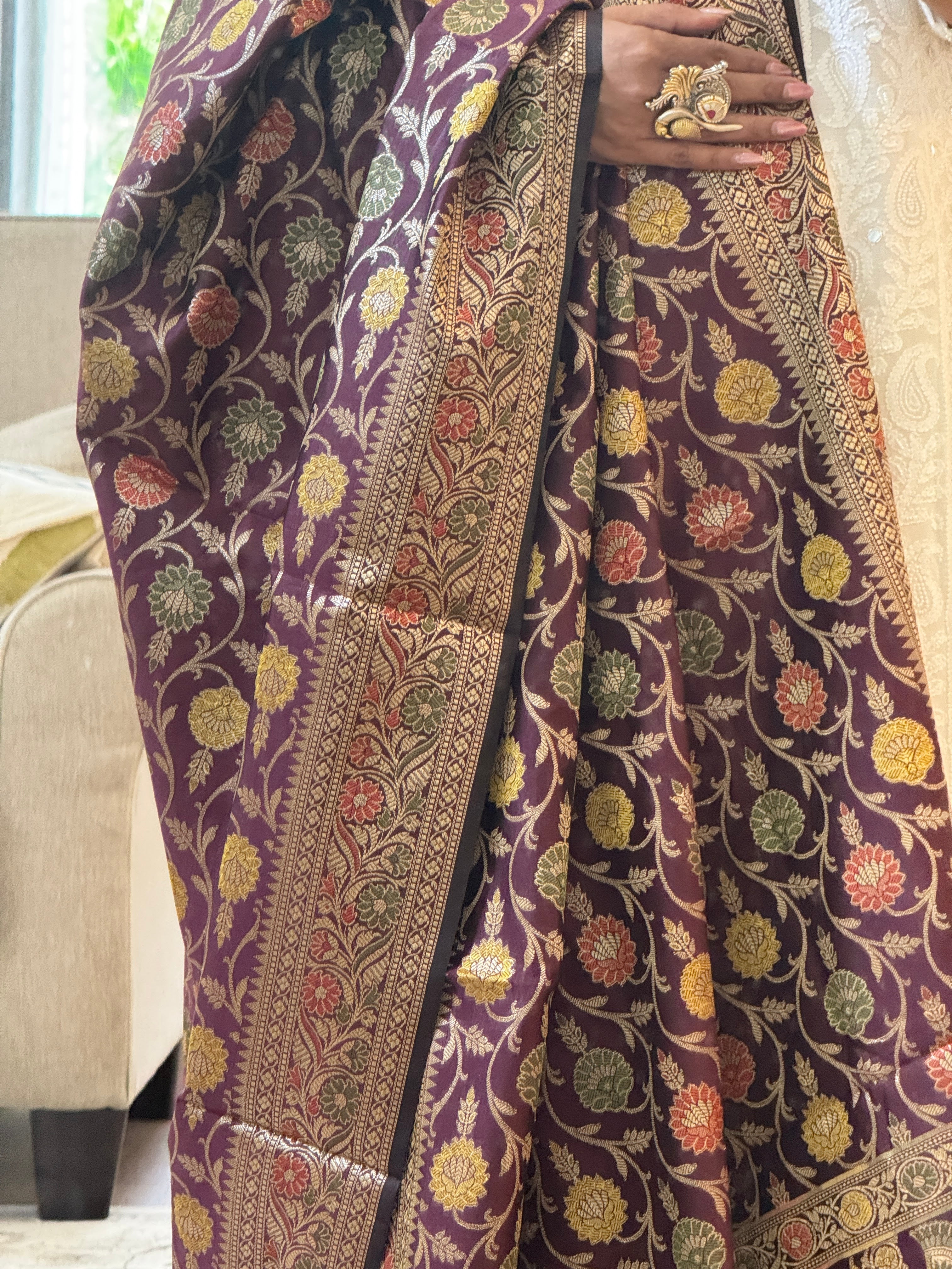 Banarasi Jama Work dupatta - purple