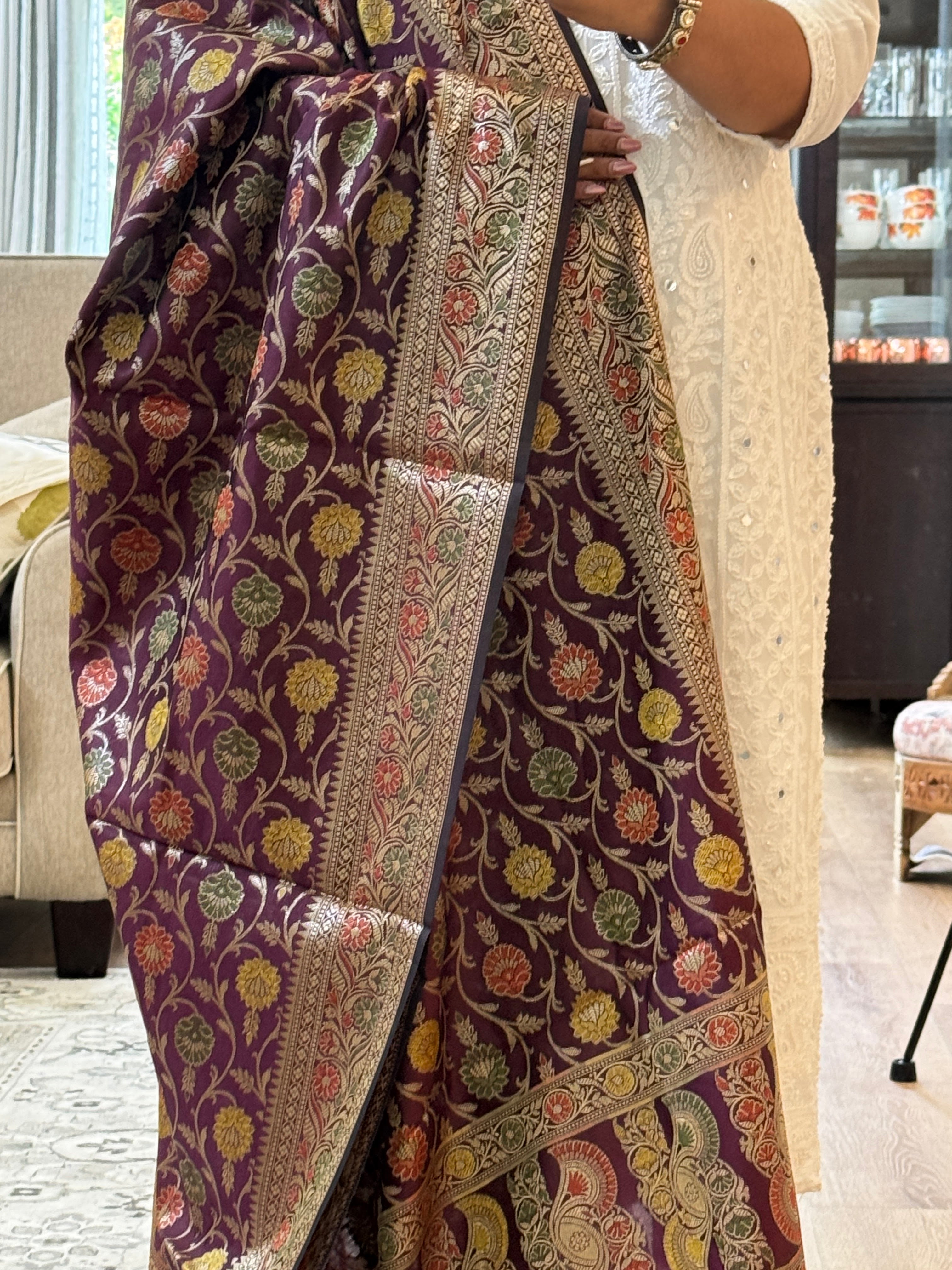 Banarasi Jama Work dupatta - purple
