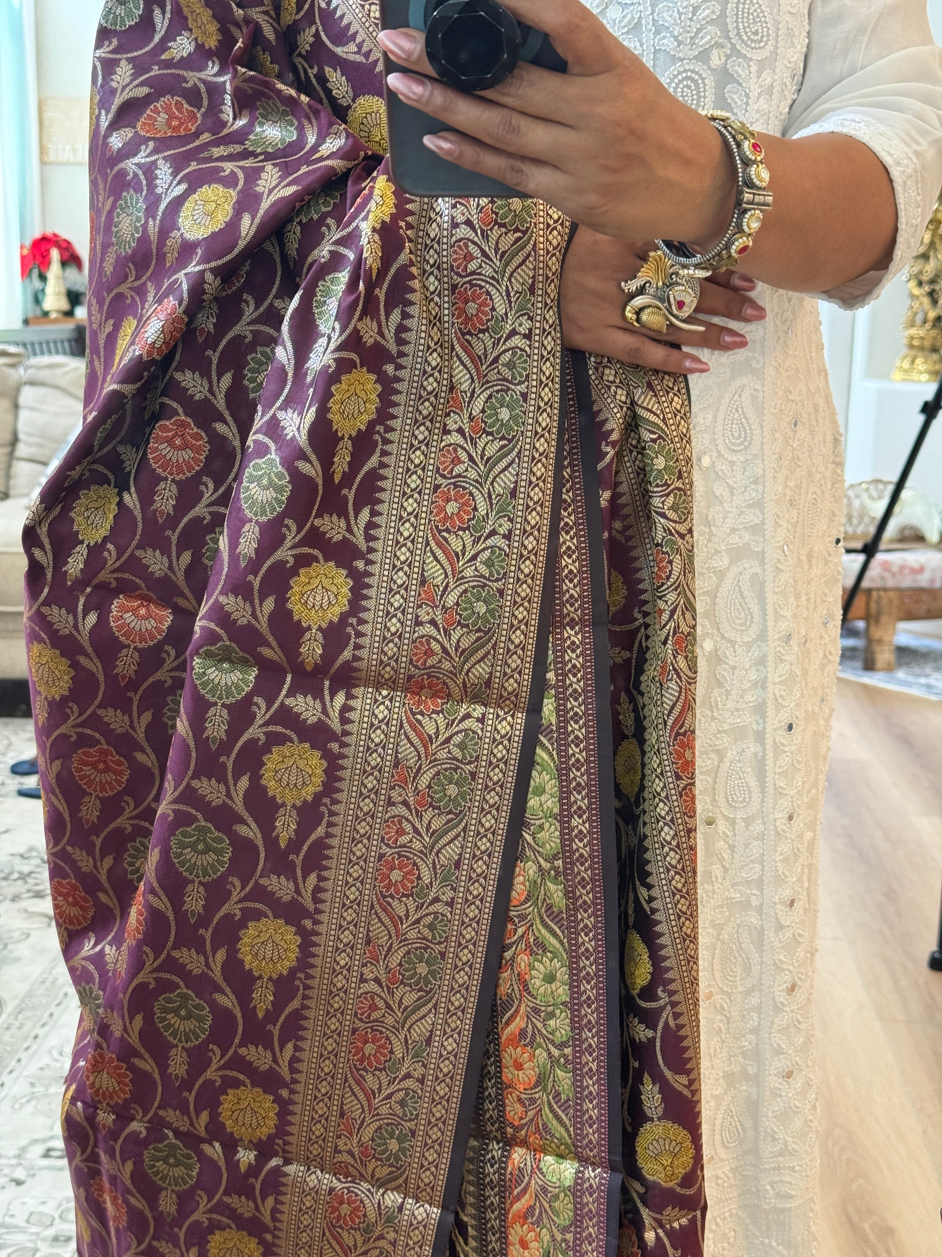 Banarasi Jama Work dupatta - purple