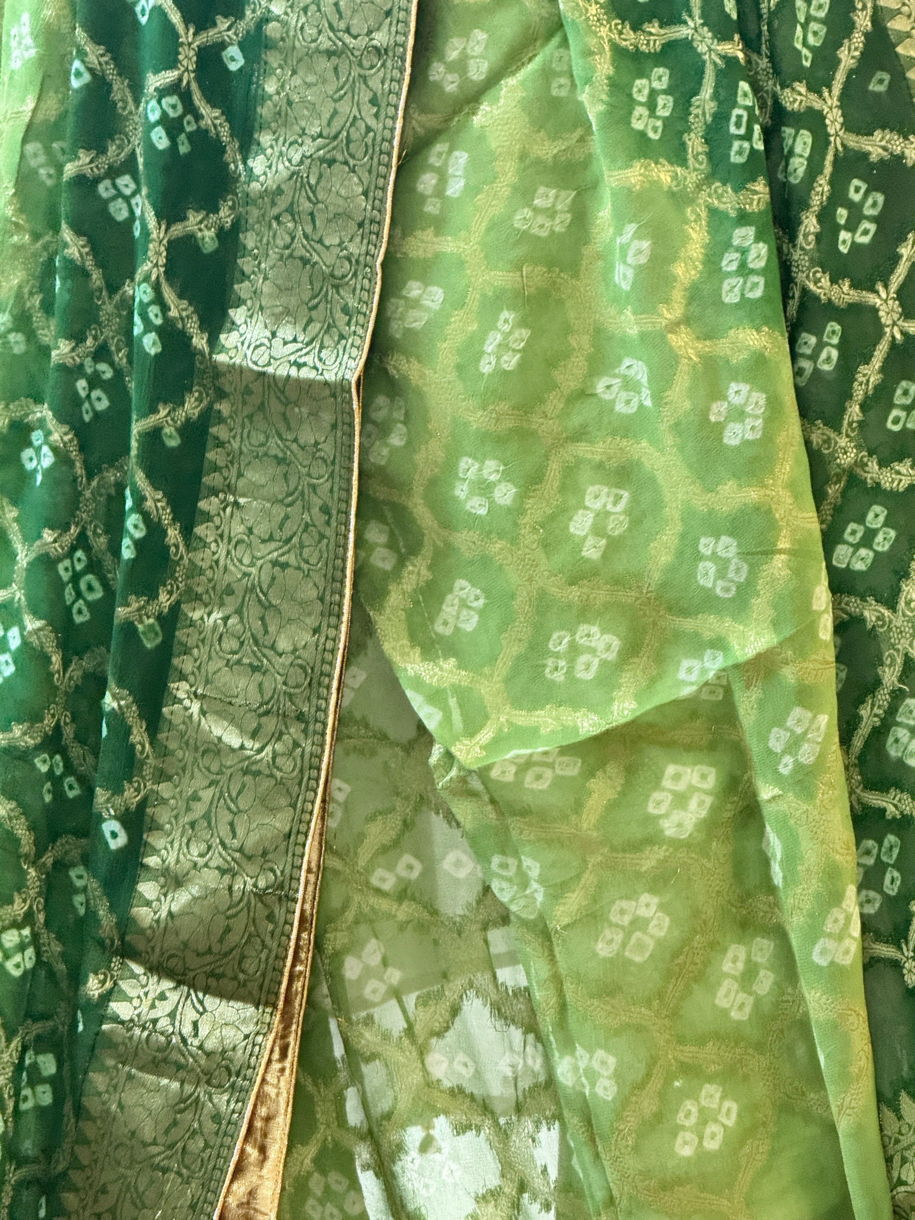 Georgette Gharchola dupatta - green