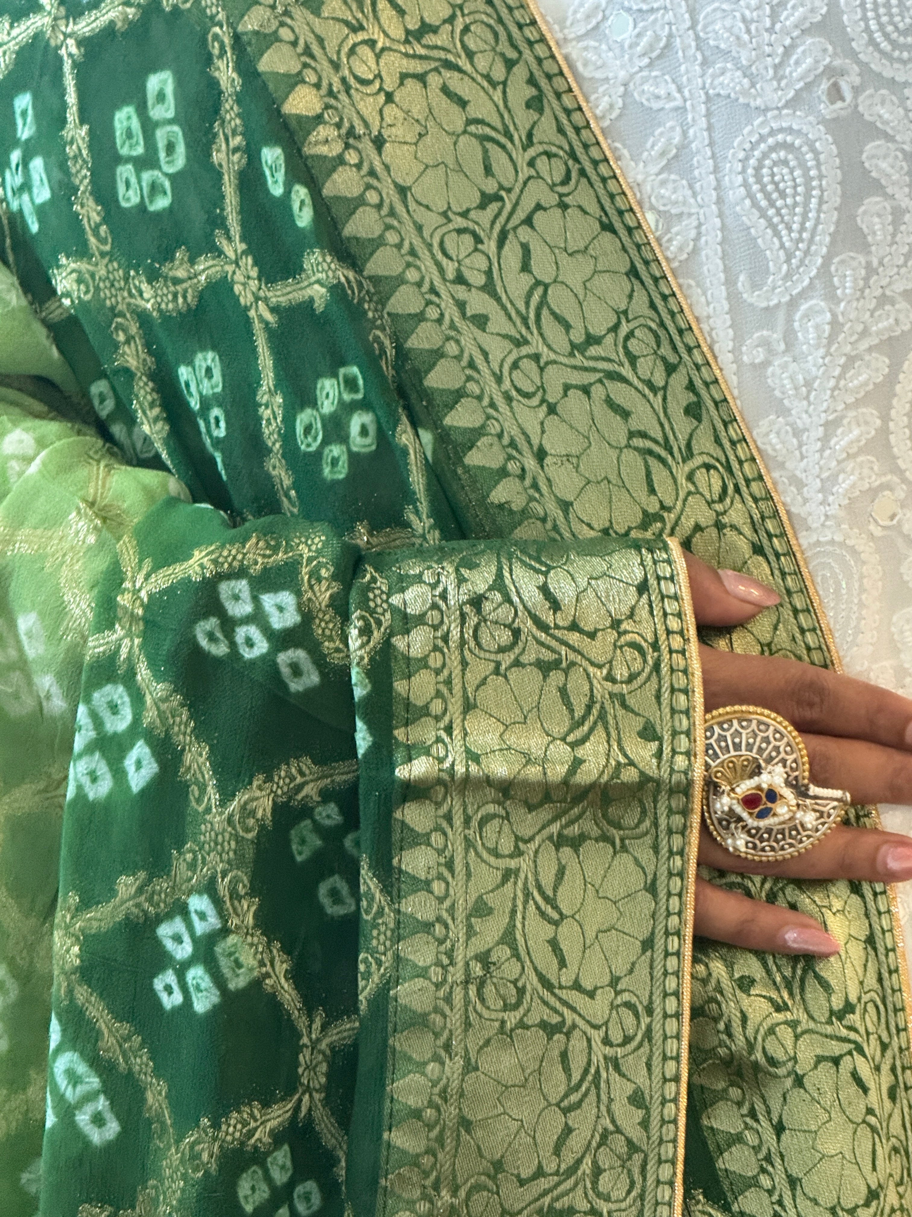 Georgette Gharchola dupatta - green
